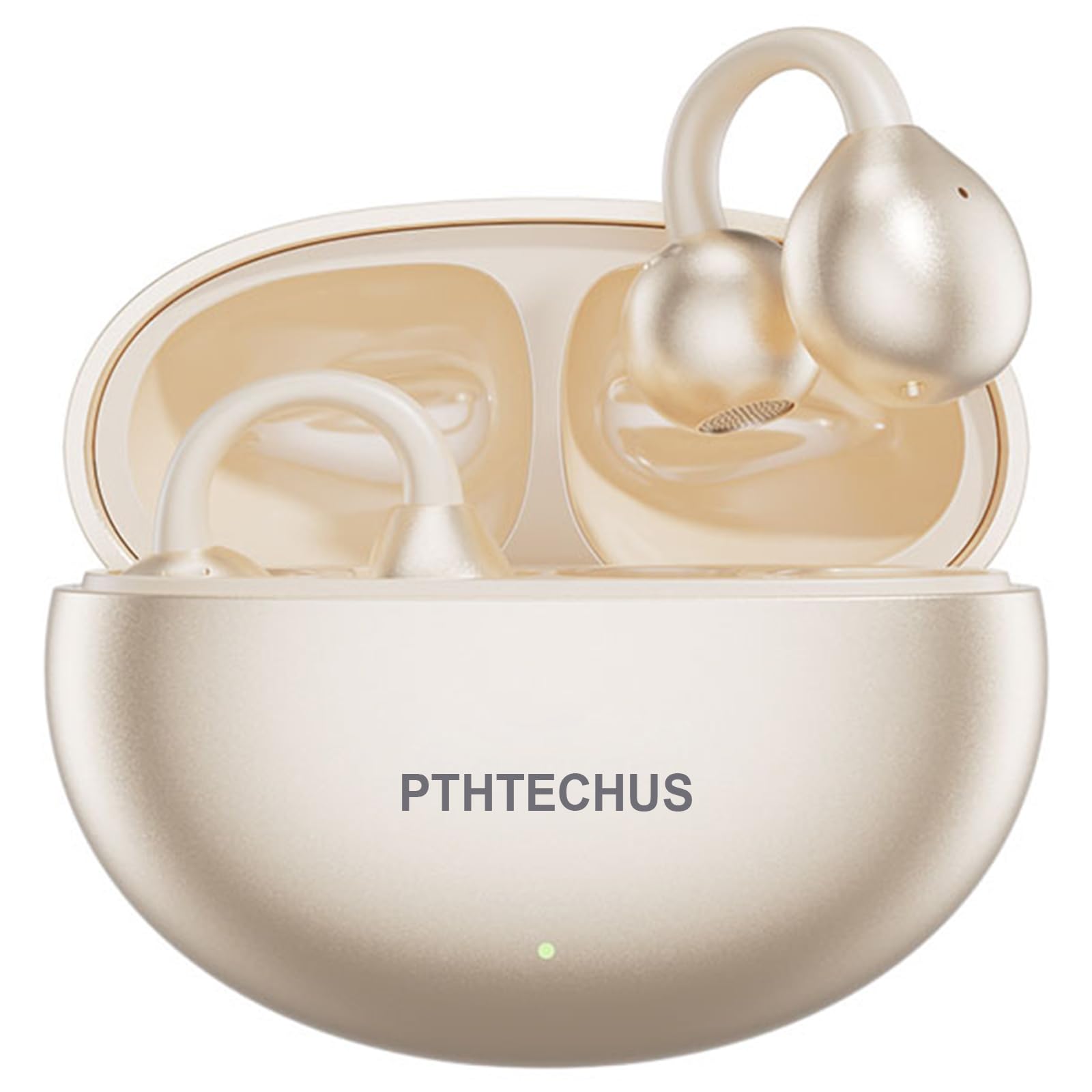 PTHTECHUS Cuffie Wireless, Sportivi Clip Aperta Cuffie Conduzione Ossea, Diaframmi 12mm ENC, Chiamate Cristalline, Auricolari Bluetooth 5.4 Compatibile iOS/Android, 30 ore di Riproduzione, Oro-b