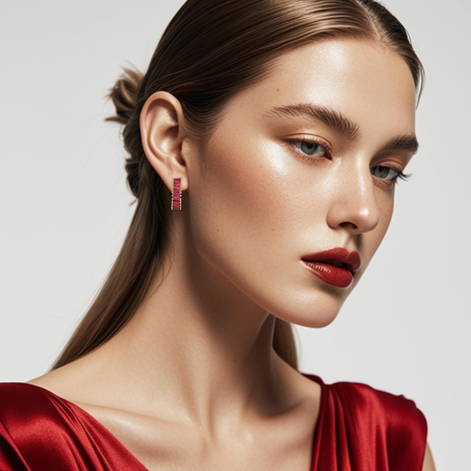 Christmas Gold Earrings for Women,Fashion Christmas Rhinestone Earrings,Holiday Crystal Hoop Earrings Festival Trendy Jewelry - Image 4