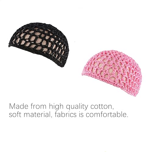 Miniatura 4 de Red de malla para el cabello de ganchillo, 3 unidades, gorra de red de pelo corto grueso de ganchillo, redes de malla para el cabello para mujeres