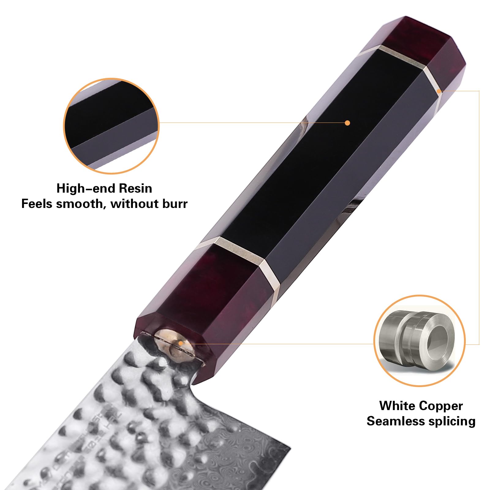 FINDKING Couteau à jambon Eternity Series lame acier damassé 9Cr18MoV manche résine