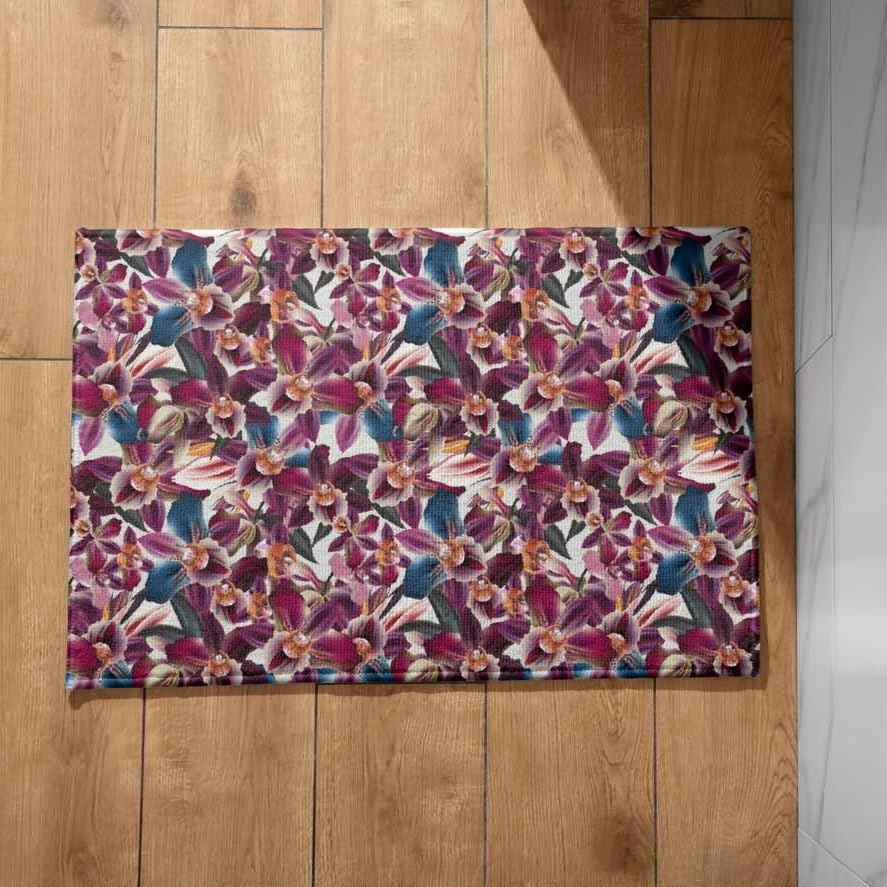 Tapis de porte d'entrée intérieur à motif fleur 50x80cm