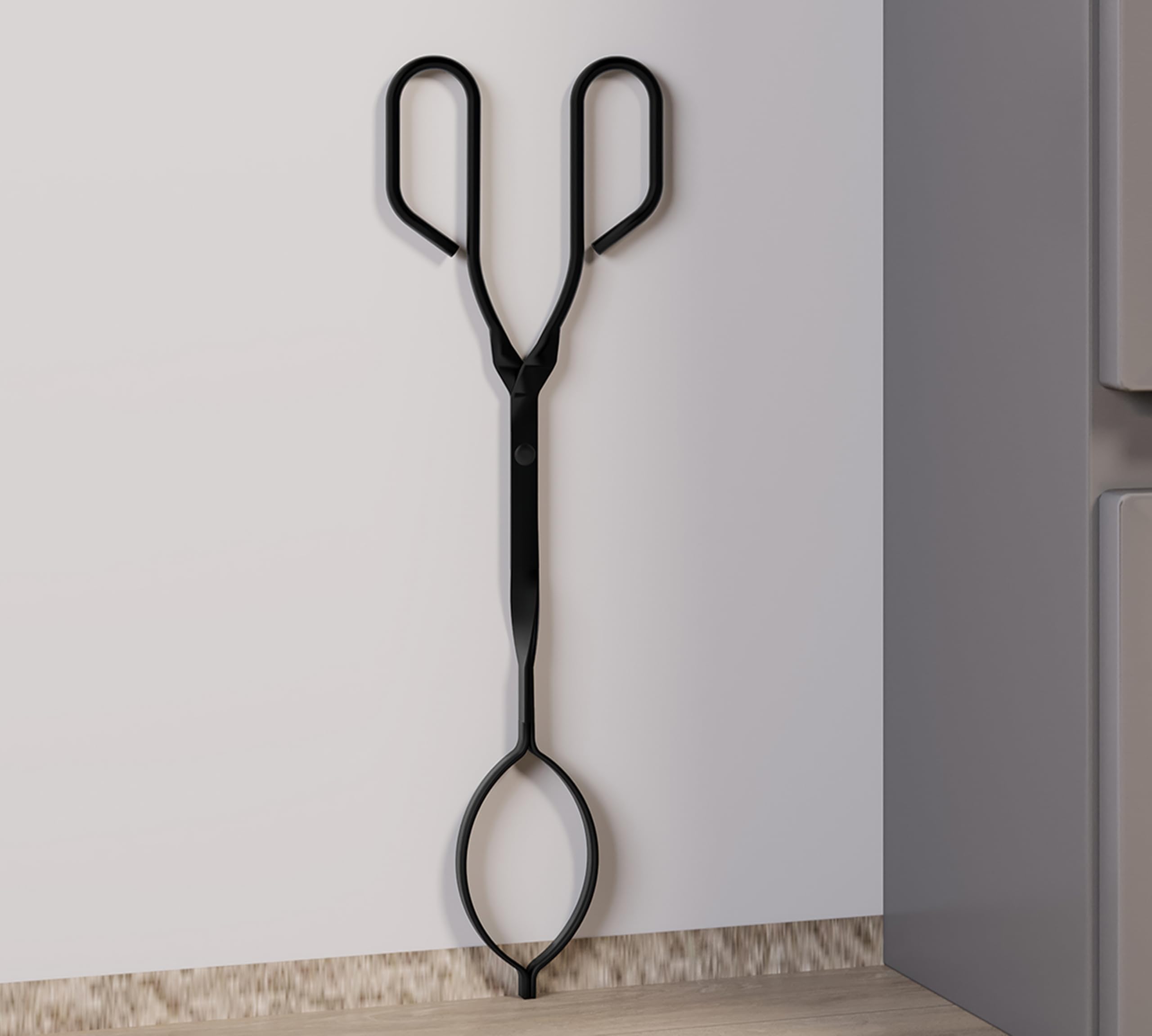 Kingson Pince à bûches de 43 cm de long avec grande poignée, design riveté, pour foyer, barbecue, grill, charbon et bois
