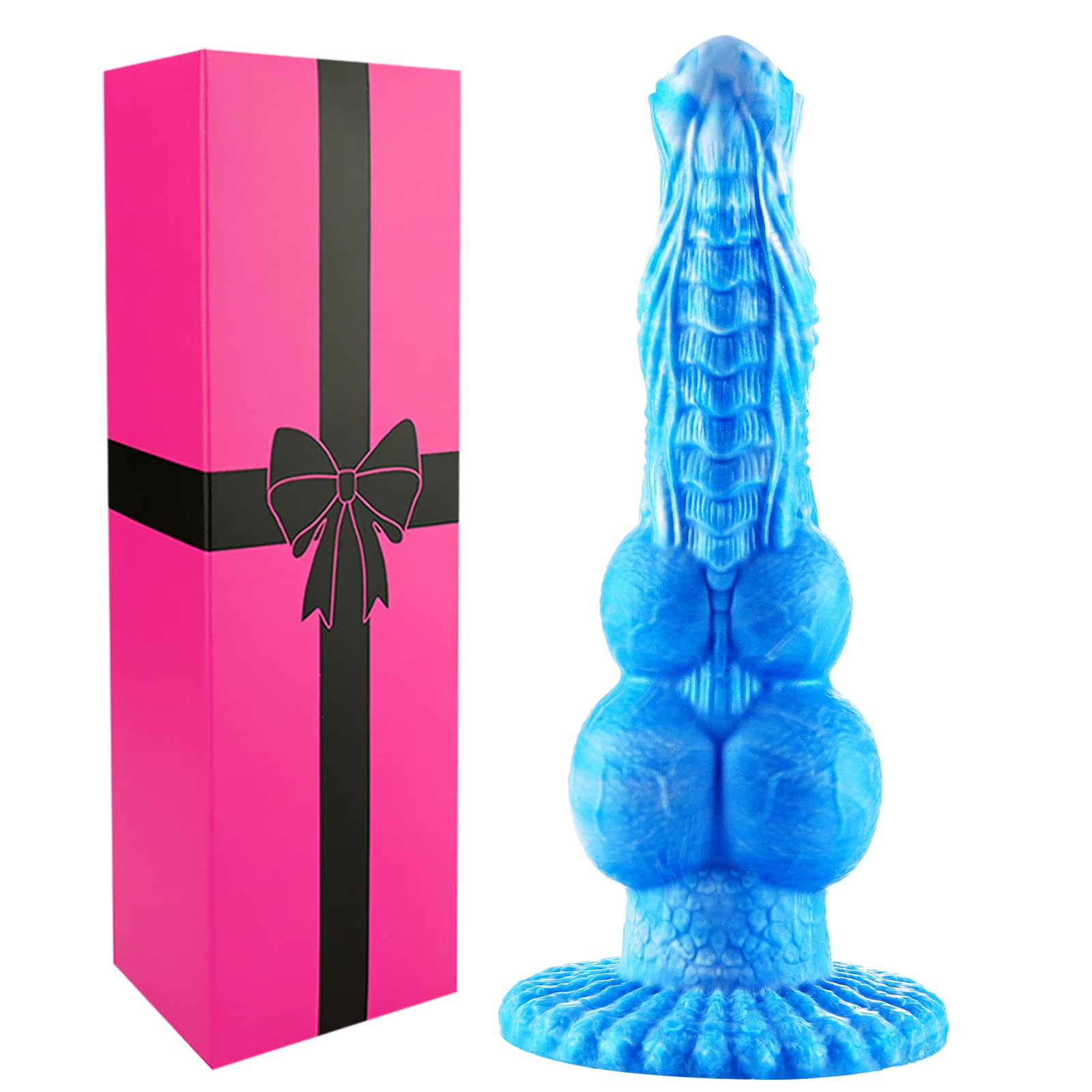 Dildo realistico a forma di drago, dildo spesso con 2 nodi da 22 cm, lungo dildo in silicone a forma di cane,dildo anale di mostro fantastico con ventosa,giocattolo per il punto G per coppie femminili