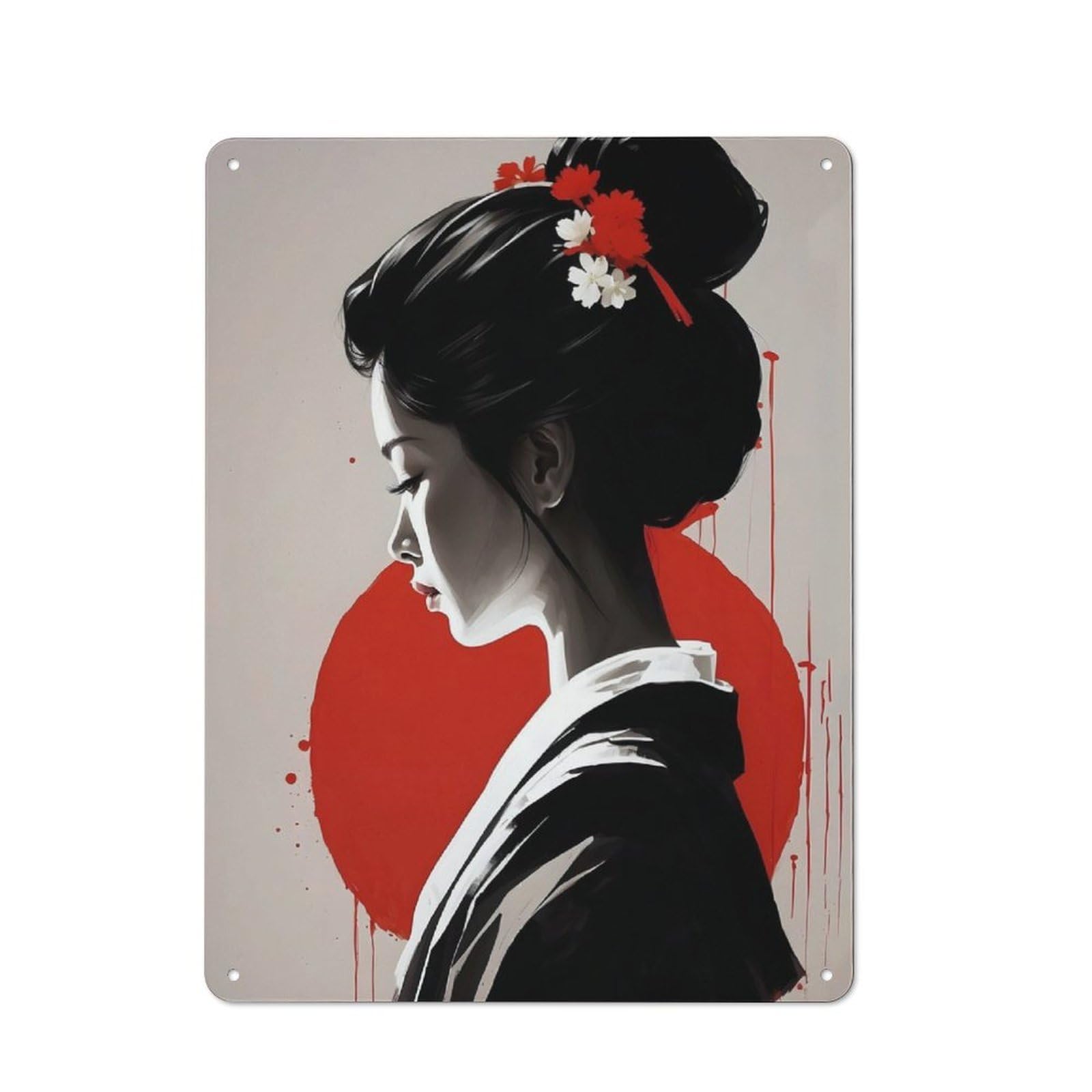 Junmoney Girls Japanese Geisha Workshop Style Garage Metal Sign 40X30cm Featuring Industrial Wall Art For Garage, Hobby Room, Office Or Man Cave