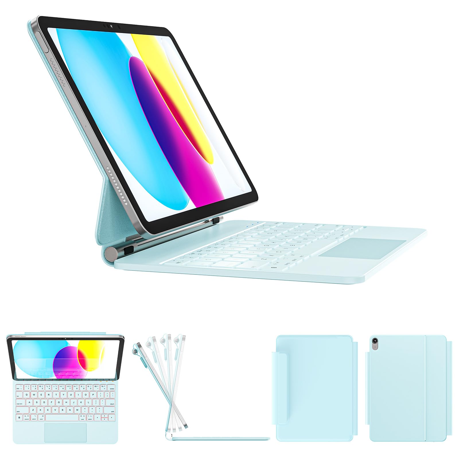 for iPad 11th(A16, 2025)/10th Generation Case with Keyboard, Magic Keyboard 2022, Springy Backlit Keys, Stain-Resistant Surface, Multi-Touch Trackpad,Blue