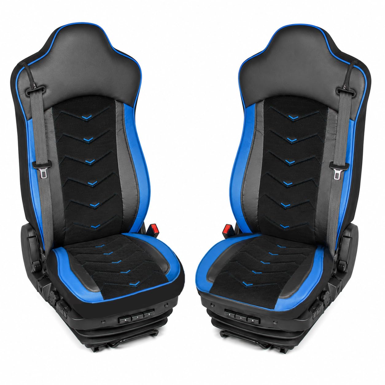 Generisch Coprisedili adatti per camion Iveco S-Way 2019, 1 + 1, in pelle/alcantara, colore: nero e blu