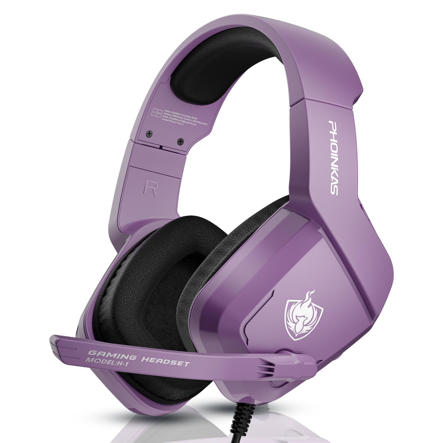 PHOINIKAS Gaming Headset for PS4, PS5, PC, Laptop, Stereo Over Ear Gaming Headphones with Noise-Canceling Mic, Gaming Headsets for XboxOne, Switch, Laptop, Mac, Phone (Purple)