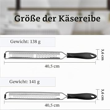 Cheese Grater Zester Grater Stainless Steel Parmesan Grater Kitchen Grater Garlic Grater Nutmeg Grater Nutmeg Grater Ginger Grater Lemon Grater Hand Grater 3 Different Hole Sizes Pack of 2