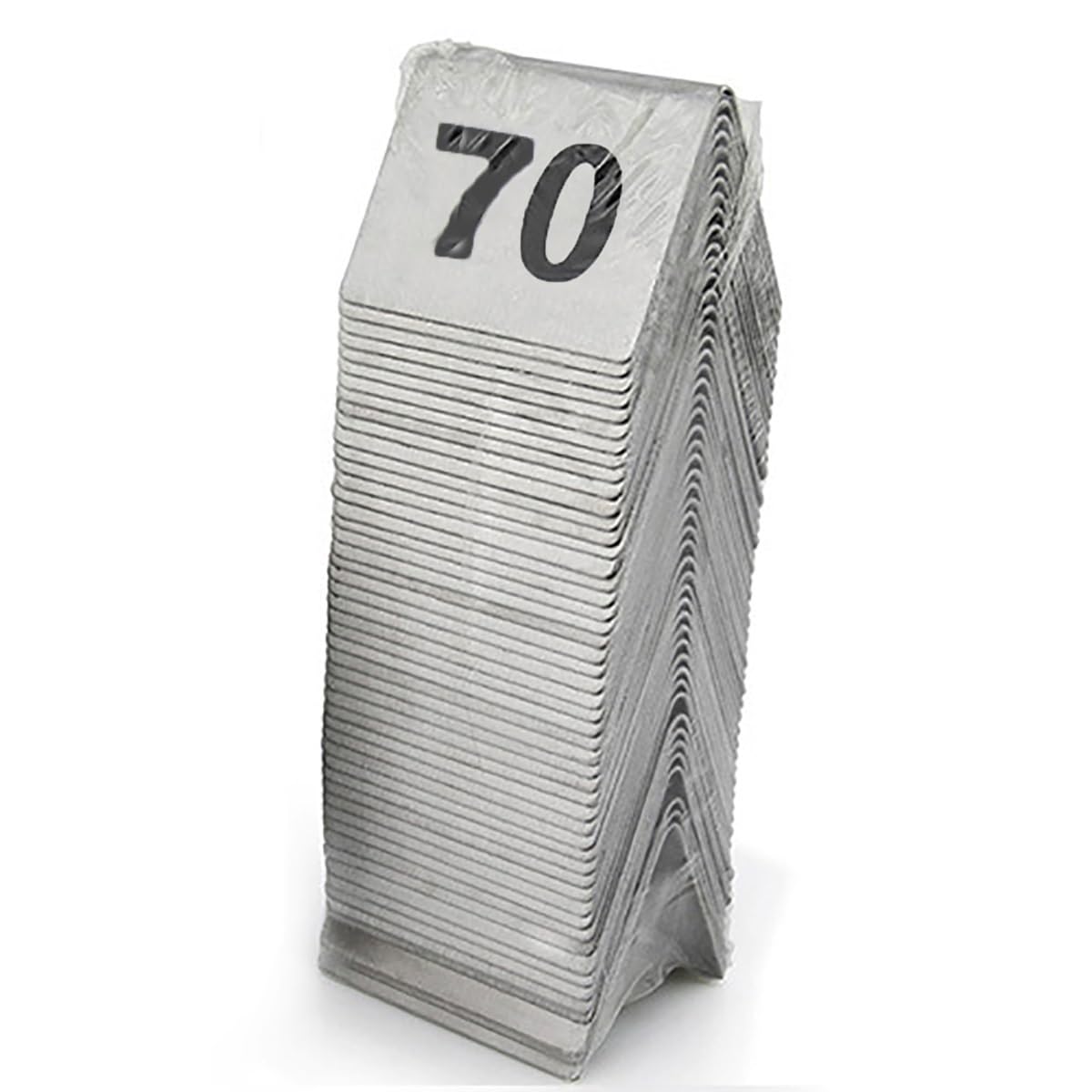 SaryEdge Table Numbers 1-25/50/70/100, Stainless Steel Table Number Cards, Restaurant Cafe Bar Seating Tent Table Numbers Double-Sided, Wedding Table Number Em,1 to 70