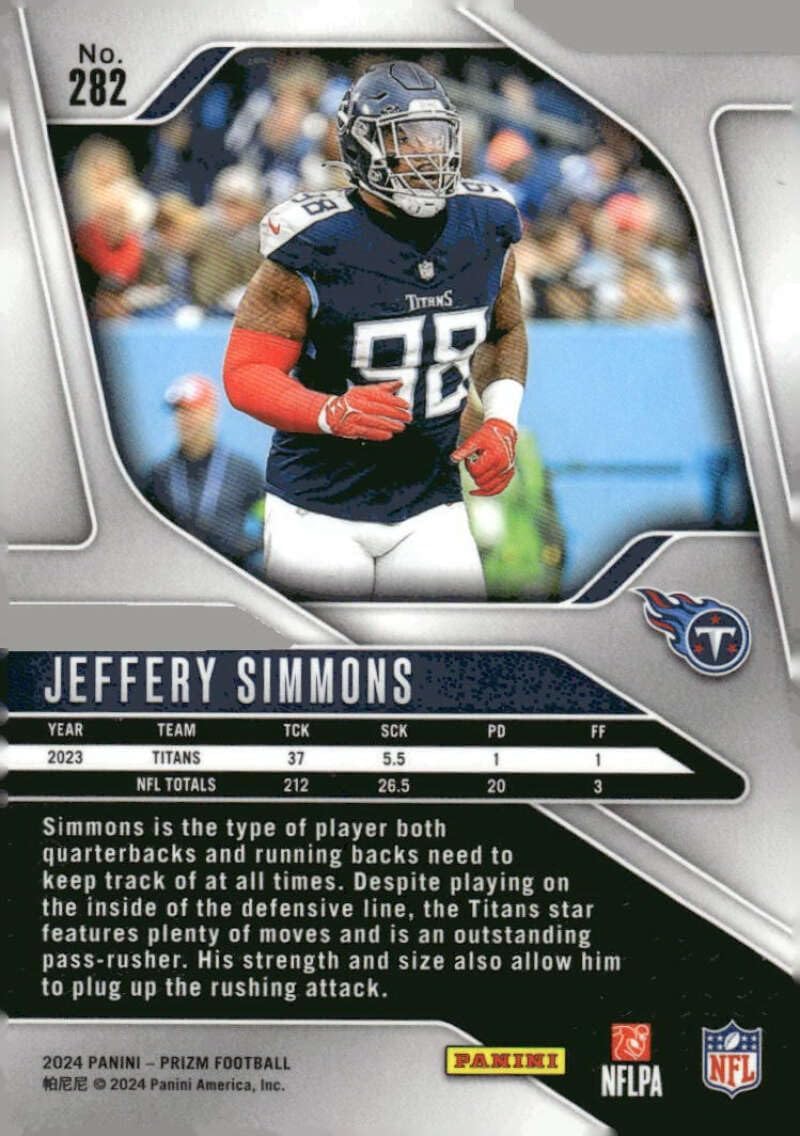 2024 Panini Prizm #282 Jeffery Simmons Tennessee Football Card - Sportscard Superstore