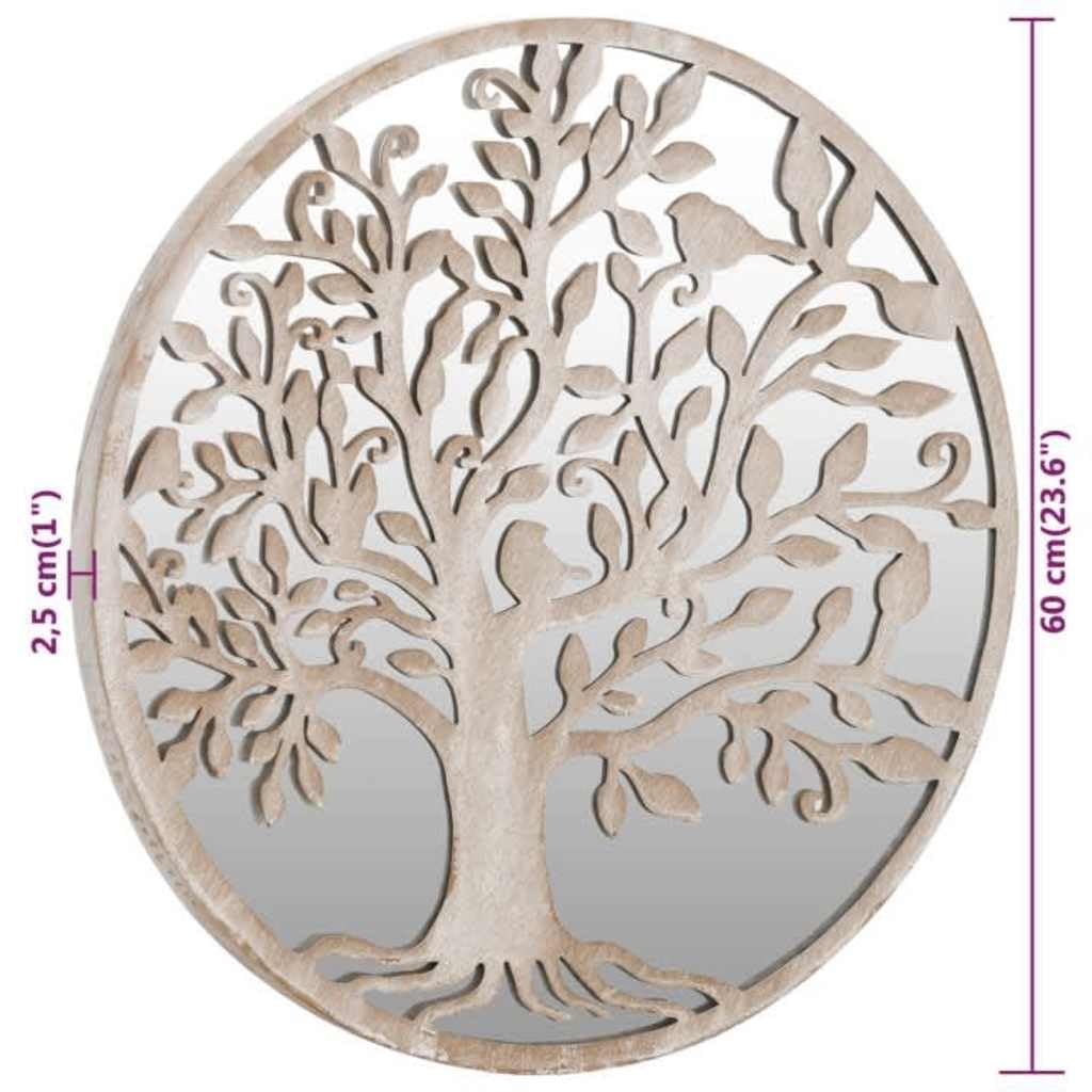 Miroir de jardin rond en fer - 60 x 2,5 cm - Sable - Miroir décoratif pour