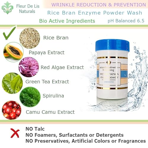 Rice And Papaya Enzyme Powder (Water-Activated) - All Natural Daily Face Exfoliator/Cleanser - Pore Purifying, Anti-Aging, Ingredients; Fights Wrinkles, Acne Scars, Sagging Skin, Dry Skin - Unscented - 2.1 Oz #TOP1
