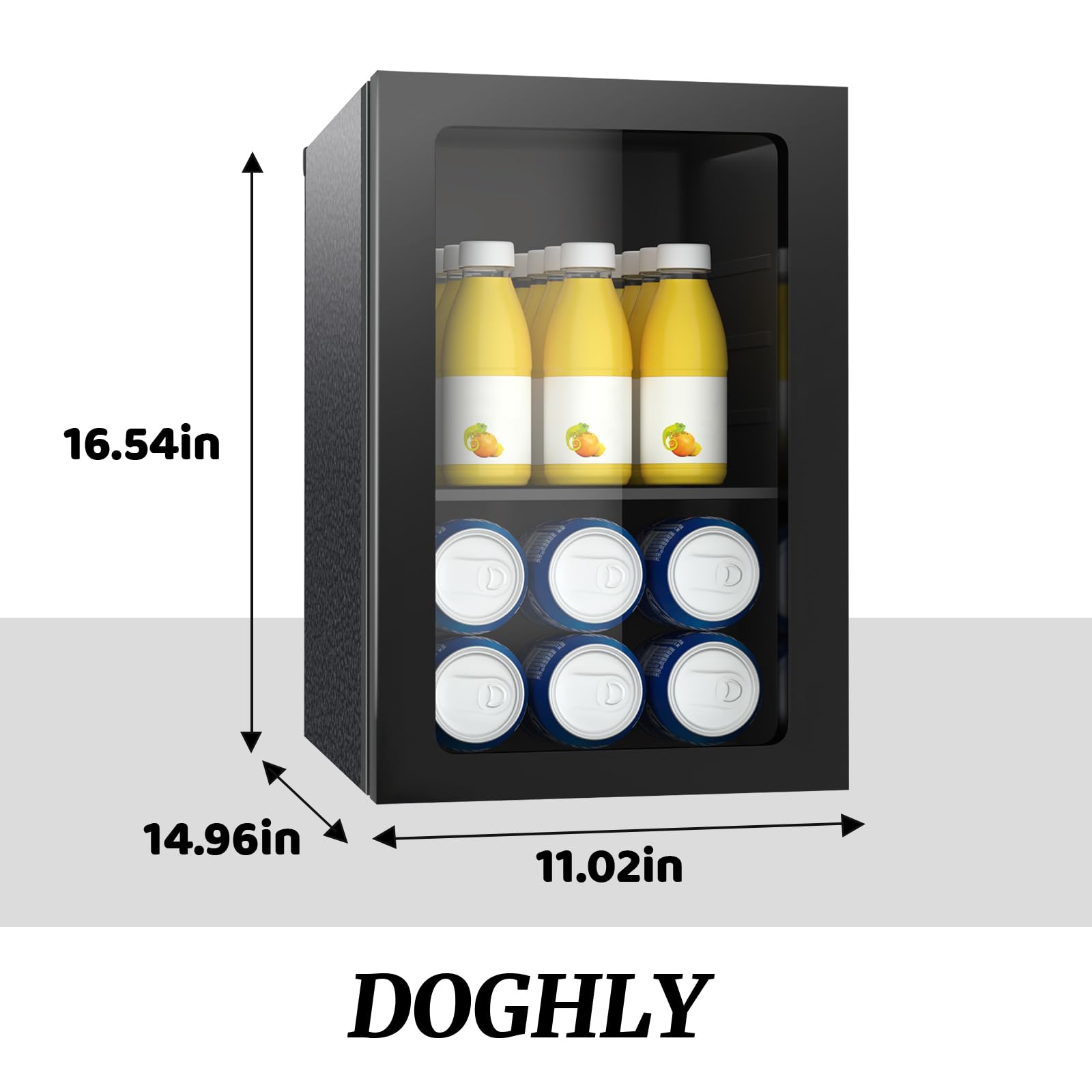 Doghly 1.7 Cu.Ft Beverage Refrigerator Cooler, 72 Cans Mini Fridge With Glass Door, And Temperature Controllable Switch For Soda, Beer Or Wine For Office Or Bar With Removable Shelves on Fridge.com - View 3
