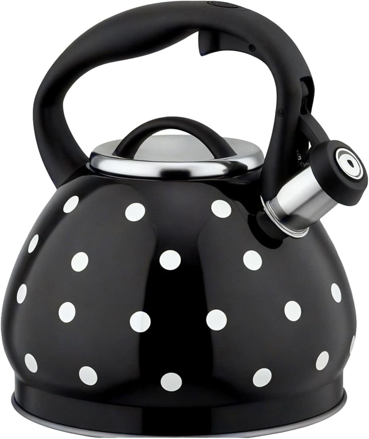 Tea Kettle, 3.2 Quart Teapot for Stove Top, 304 Stainless Steel Whistle White Polka Dot Tea Pot