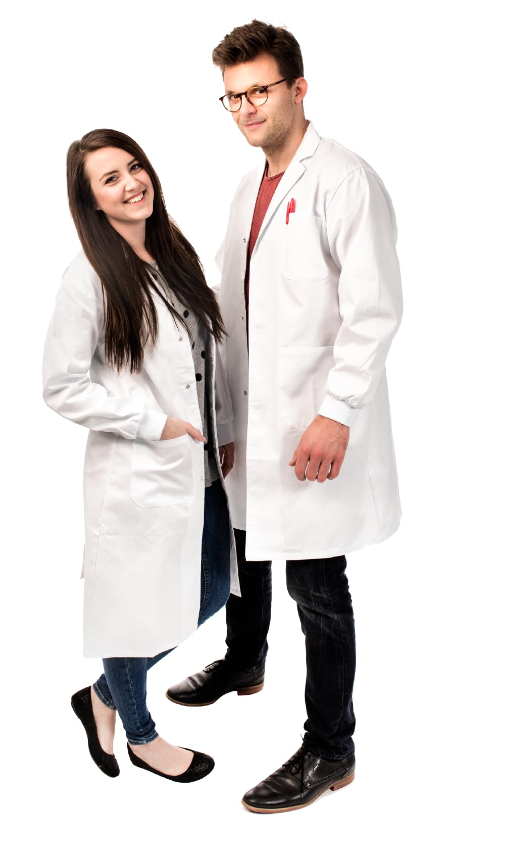 neoLab Blouse de laboratoire homme en coton blanc, col à revers et poignets côtelés, blanche, taille 54