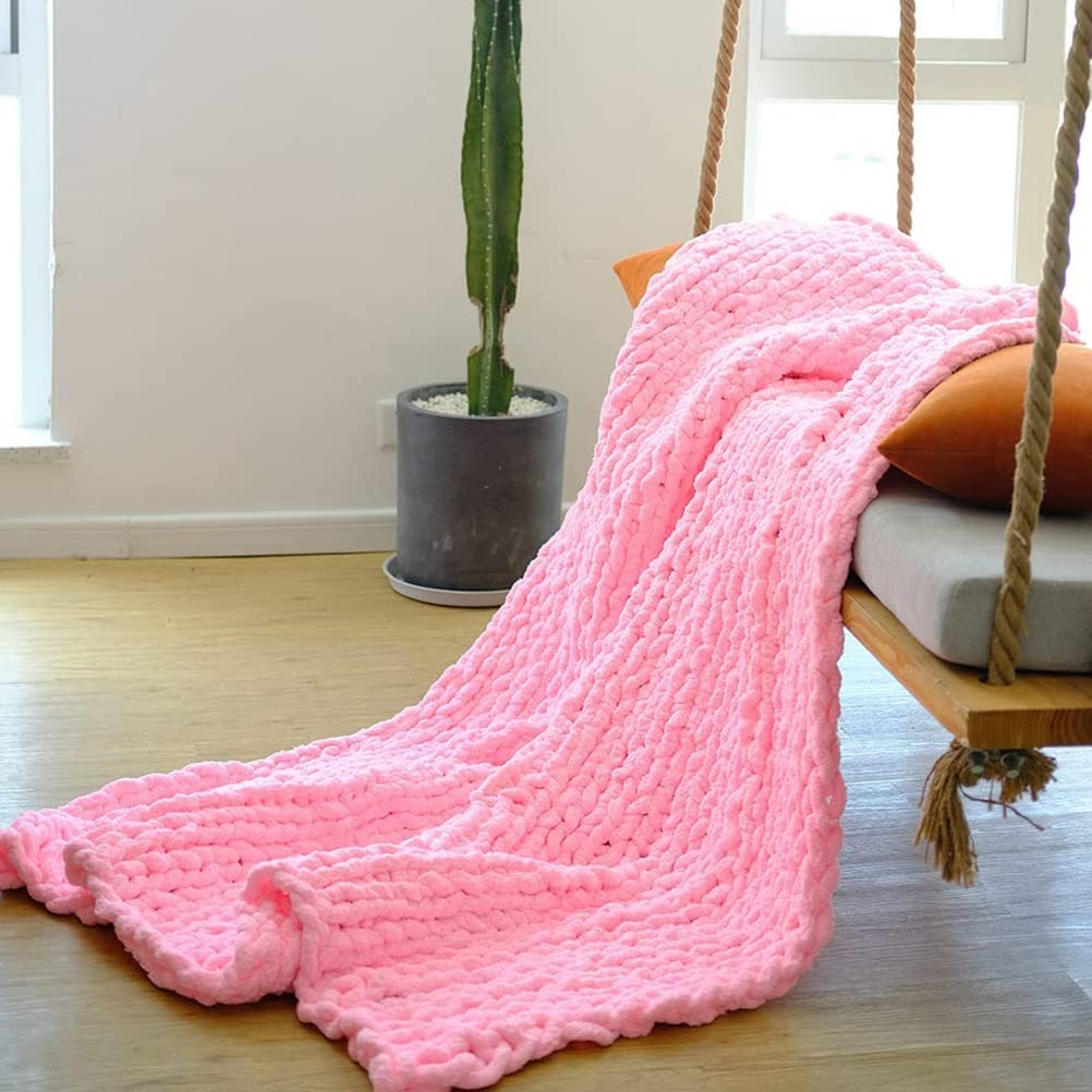 EXQUILEG Gestrickte Decke Grobe Handgefertigt Strickdecke Wolle
