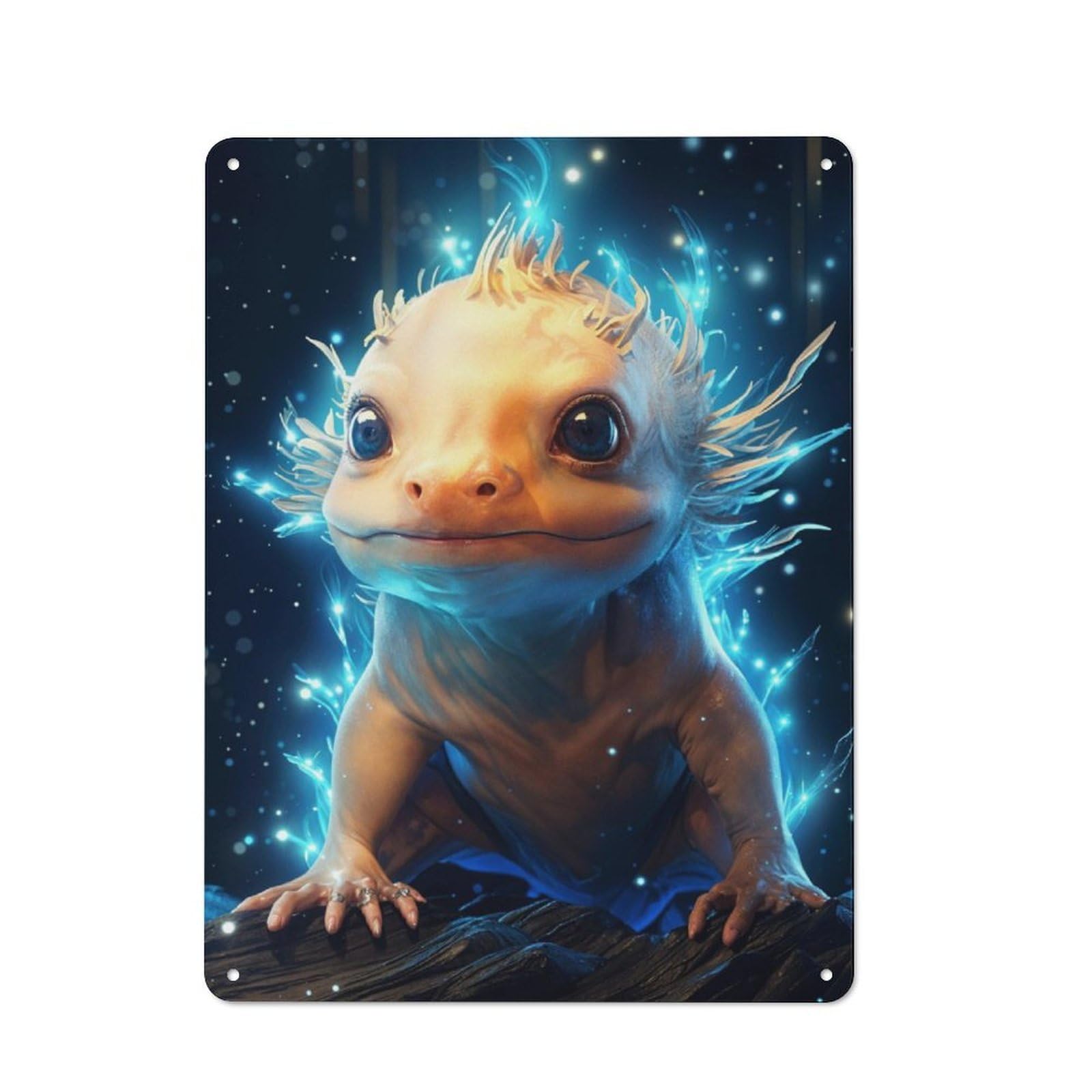 Junmoney Cosmic Celestial Axolotl Retro Metal Plaque 40X30cm For Dining Room Or Kitchen, For Kitchen, Dining Room And Home Bar Wall Decor