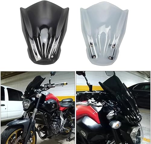 Vista 3 de GLoyer Motorcycle Windshield Compatible with MT07 Motorcycle Windshield Windscreen Wind Screen Deflector with Mounting Bracket Compatible with MT-07