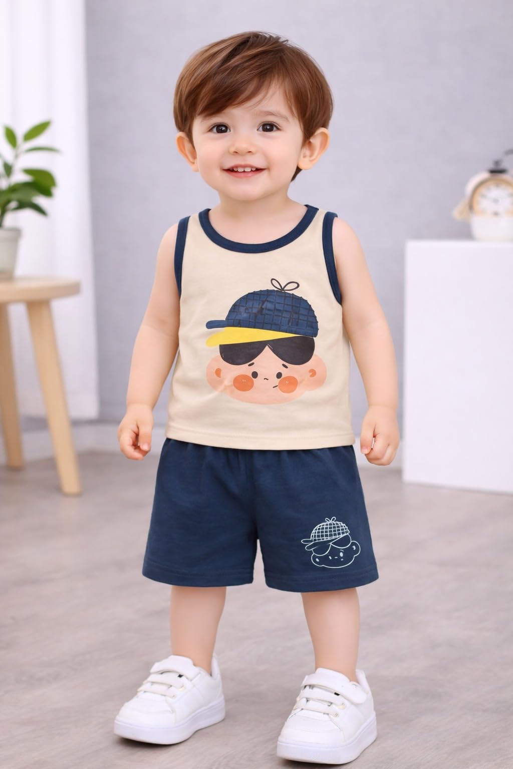 Kids Boys Sleeveless Cotton T-Shirt and Shorts Set | Stylish Summer Casual Outfit for Toddlers & Kids-image-7
