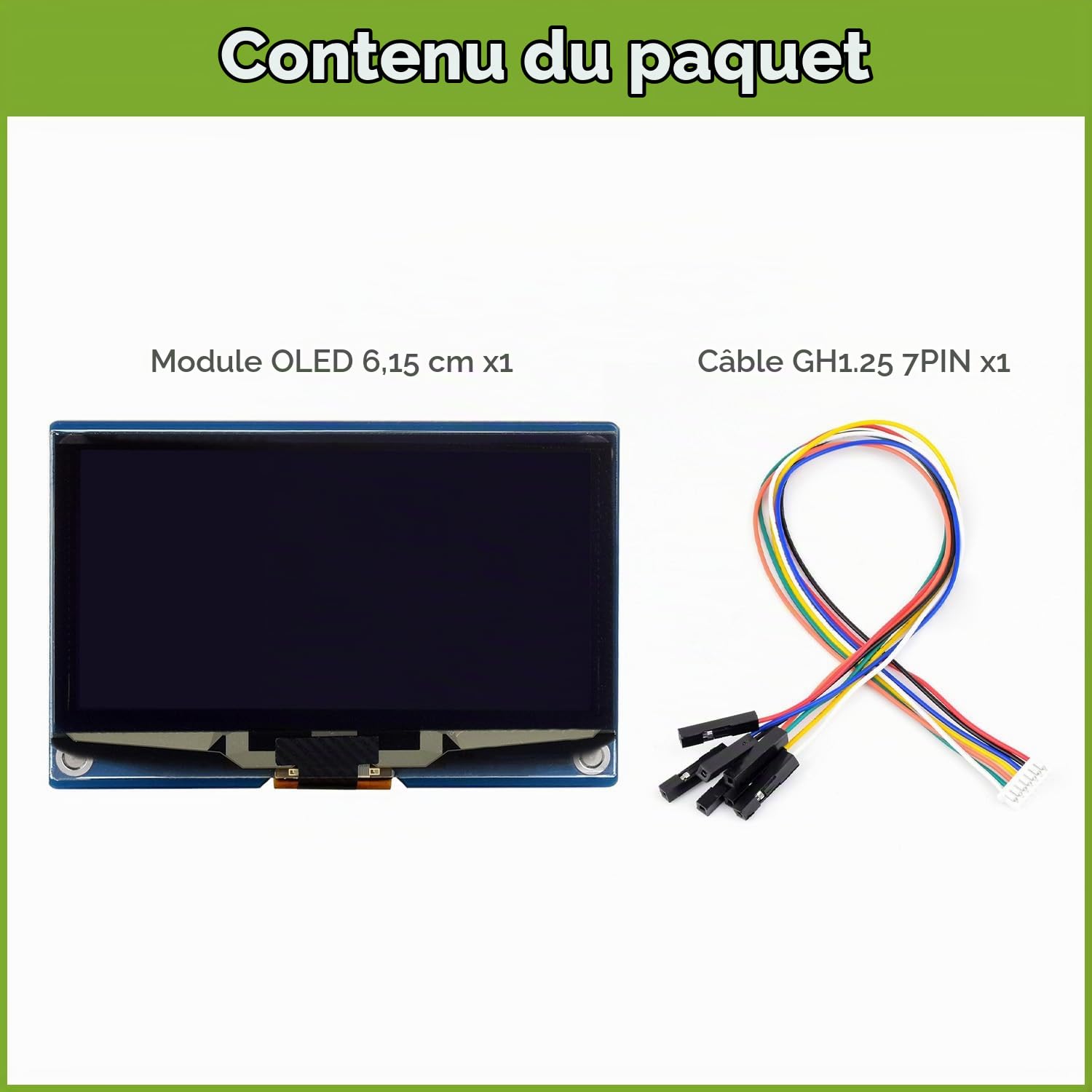 Waveshare 2.42inch OLED Display Module Panel 128×64 Resolution SPI / I2C Communication White Color Version Compatible with Raspberry Pi Jetson Nano