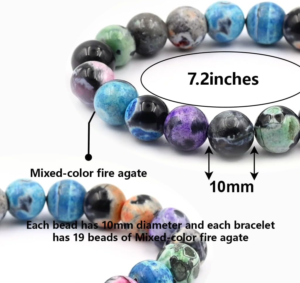 Natural Energy Healing Stone Charm Bracelet 8mm Natural Energy Healing Lava Rock Bracelet - Unisex - Image 3