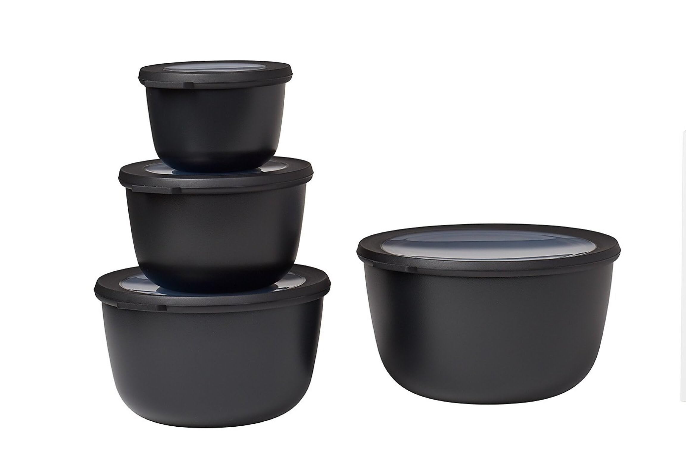 Mepal – Multi Bowl Cirqula 4-Piece Set – Food Storage Container with Lid - Suitable as Airtight Storage Box for Fridge & Freezer, Microwave Container - 500, 1000, 2000, 3000ml - Nordic Black
