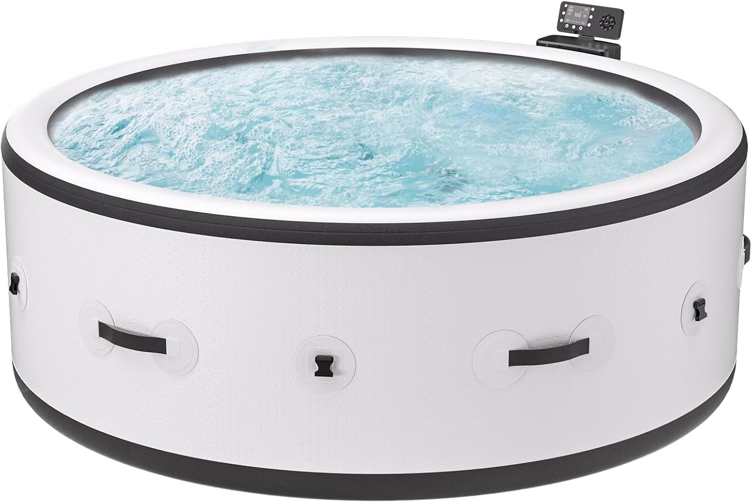 Inflatable Hot Tub, Large Whirlpool Tub for 4-6 People, 500 Gallons, Heated to 104℉, 206 Cm in Diameter, with 150 Bubble Jets, Suitable for Patios, Gardens, and Outdoor Areas.