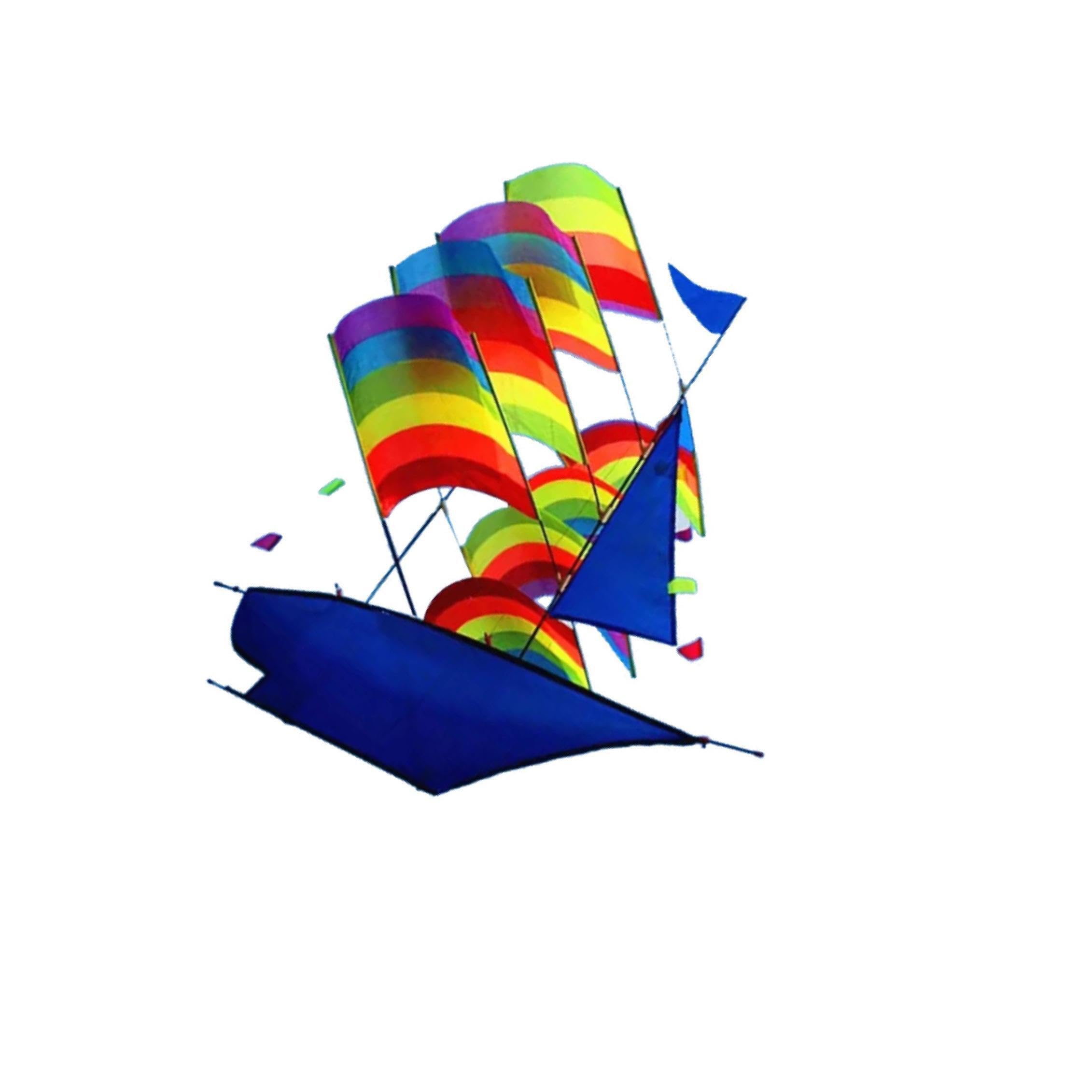Aquilone a Grande Nave Colorata 3D Arcobaleno Aquilone Giocattolo Volante Giochi all'aperto per Bambini Gioco Attivo e Divertimento Nave Colorata di