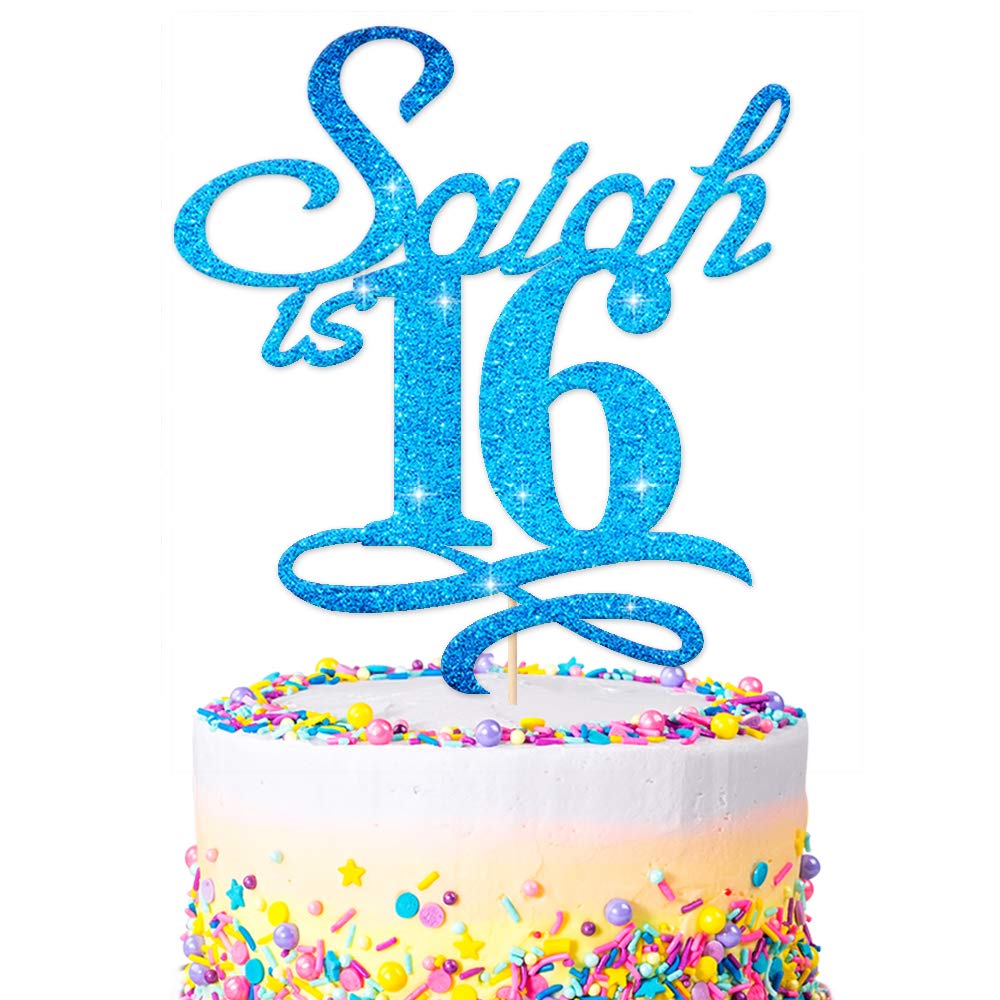 EDSG Personalised Birthday Glitter Cake Topper | Custom Cake Decoration with Any Name Any Age | Double Sided Glitter Card Any Name Age Customized - Multicolour Glitter Cake Decoration โฆ