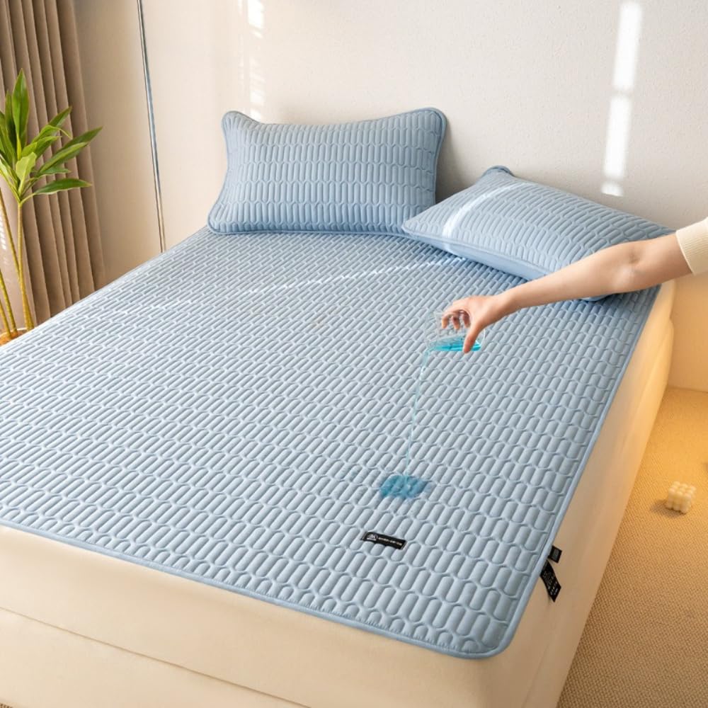 Drap-housse imperméable - Protège-matelas - Lavable en machine - Surmatelas respirant - Bleu - 180 x 220 cm - Lot de 3