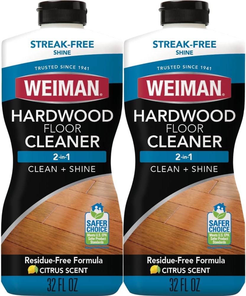 Hardwood Floor Cleaner for Finished Hardwood, Engineered Flooring, Vinyl & Laminate Surfaces - Streak-Free Shine, No Residue - 32 oz (2 PACK)