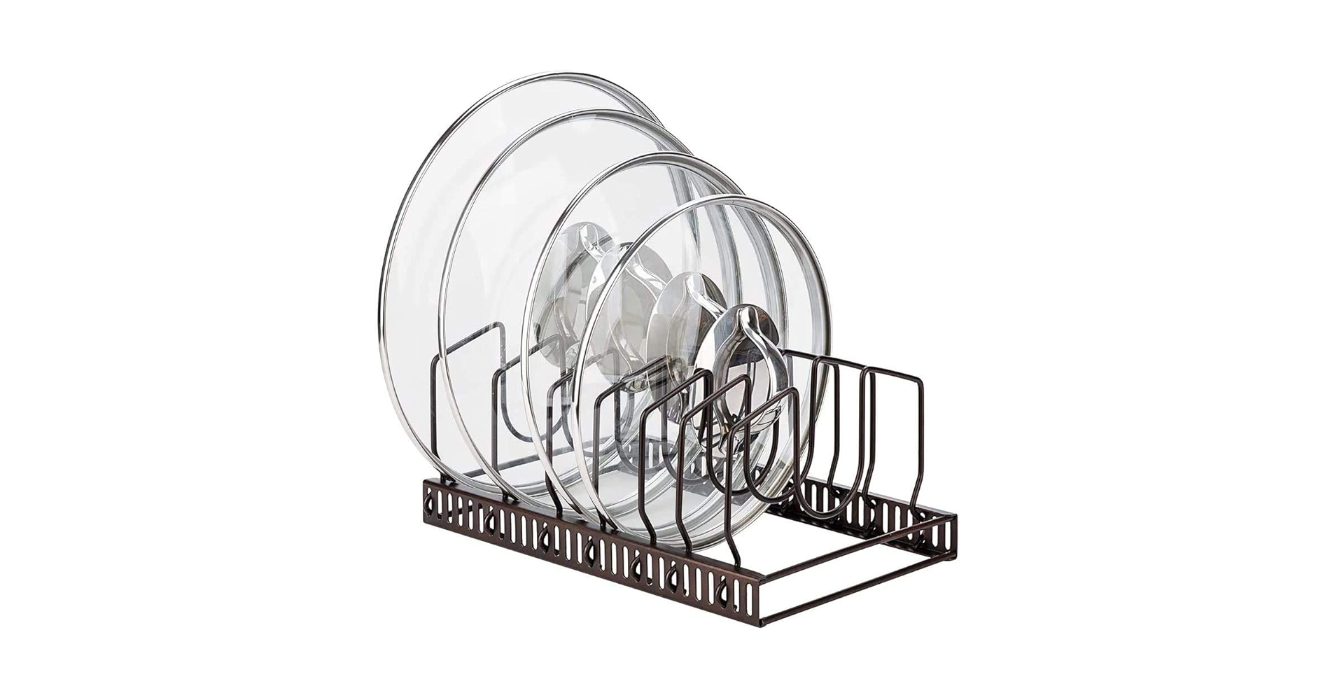 Toplife Expandable Pans Organiser Rack, 10 Adjustable Copartents