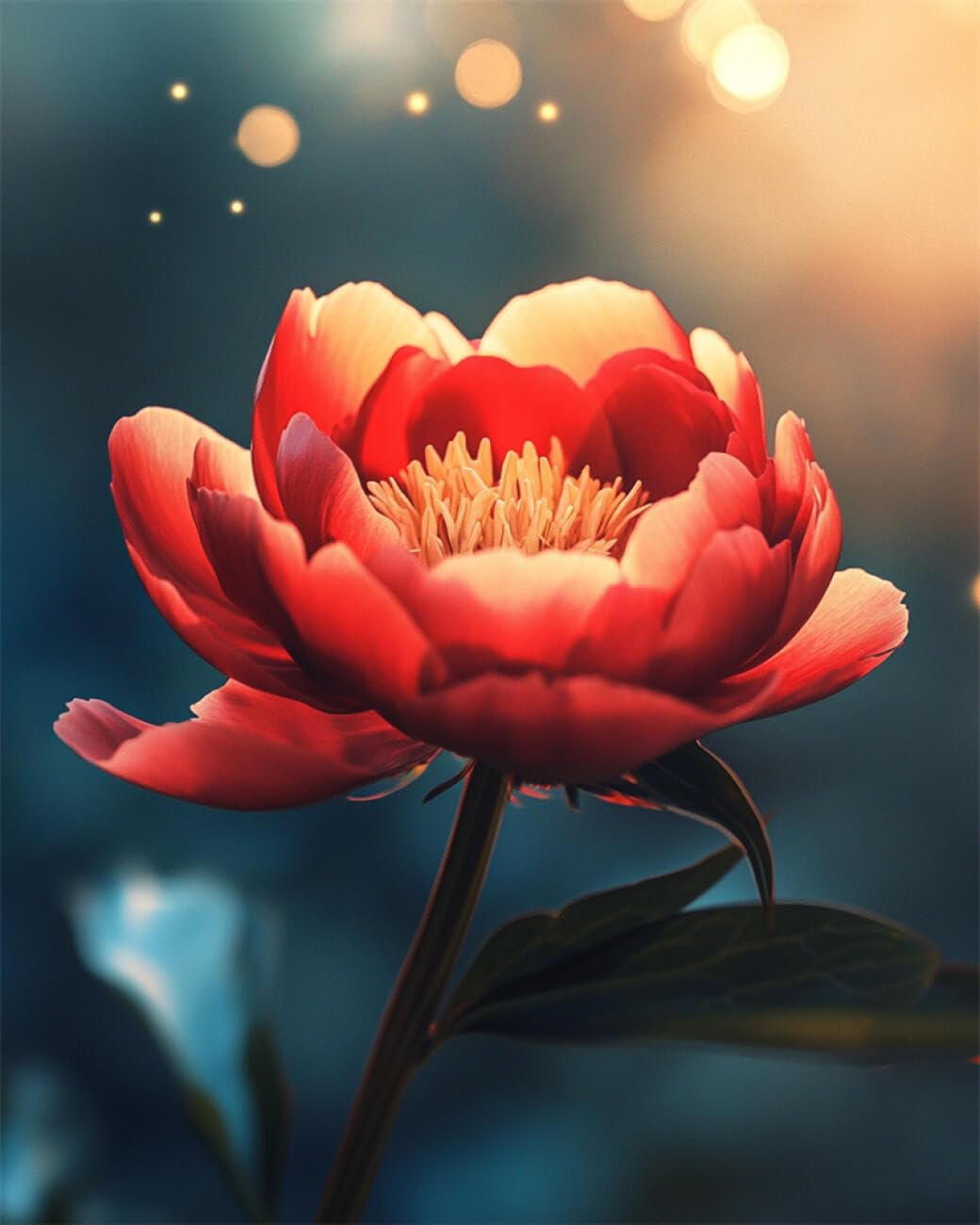 Rkflgew H Flowers 14Ct Cross-Stitc Counted Kits Fantasy Red Peony Diy Cross Stitc Patterns Kits Crafts Needlework Embroidery Set For Ome Decor 40X50cm