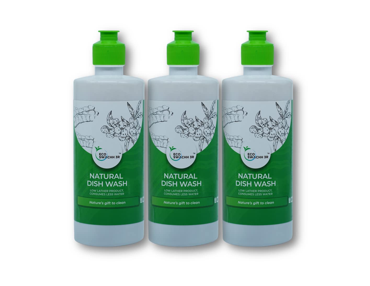 EcoSwachh 3REcoSwachh 3R - Natural Dish Wash 550ml | Chemical free | Soap Nut and Shikakai dish wash | Eco Swach | Safe on Hands | Pack Of 3 |