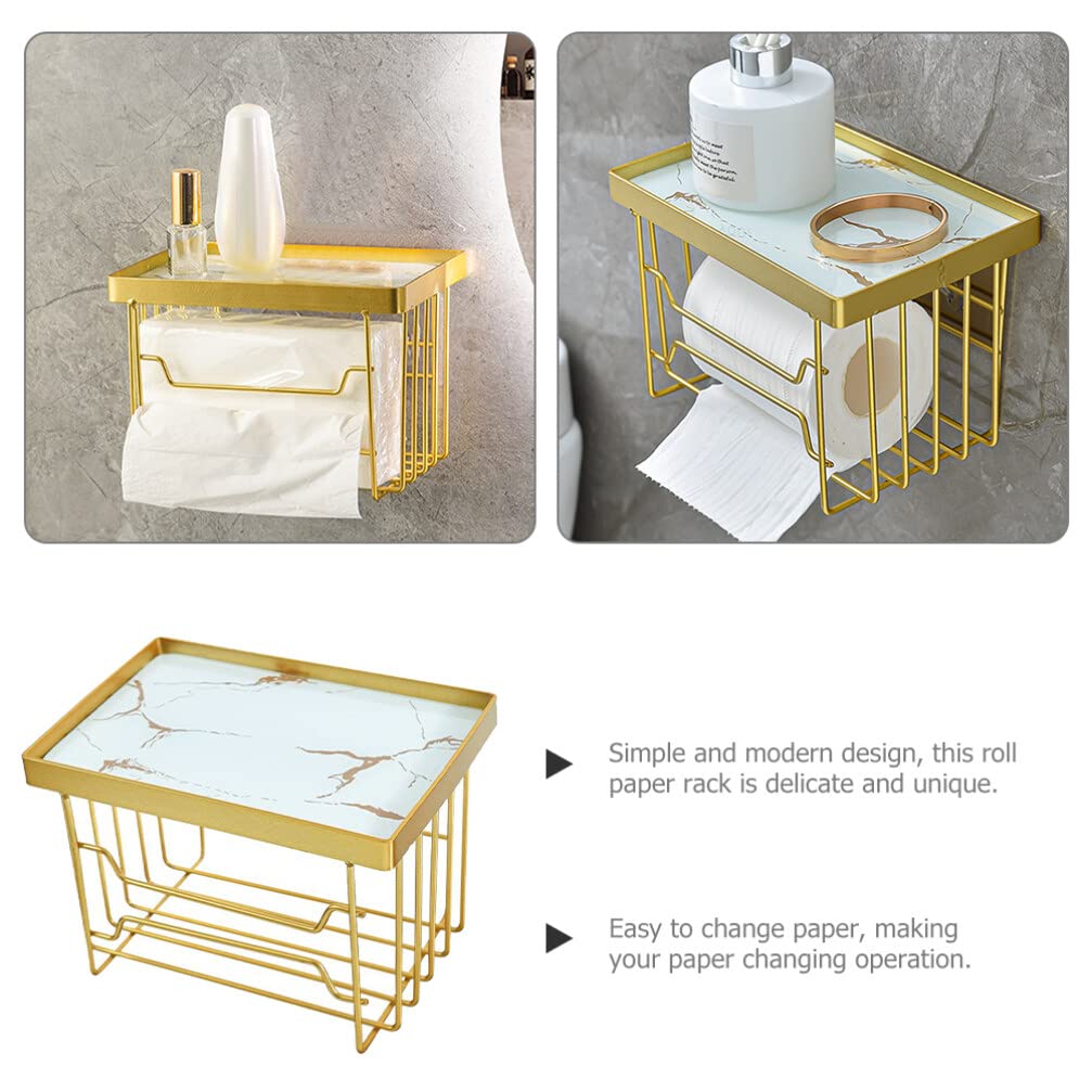 Portarotolo Carta Igienica da Muro Oro in Ferro e Pp per Bagno | Cambio Carta Semplice, Stile Moderno e Linee Sobrie, Adatto a Casa e Toilette