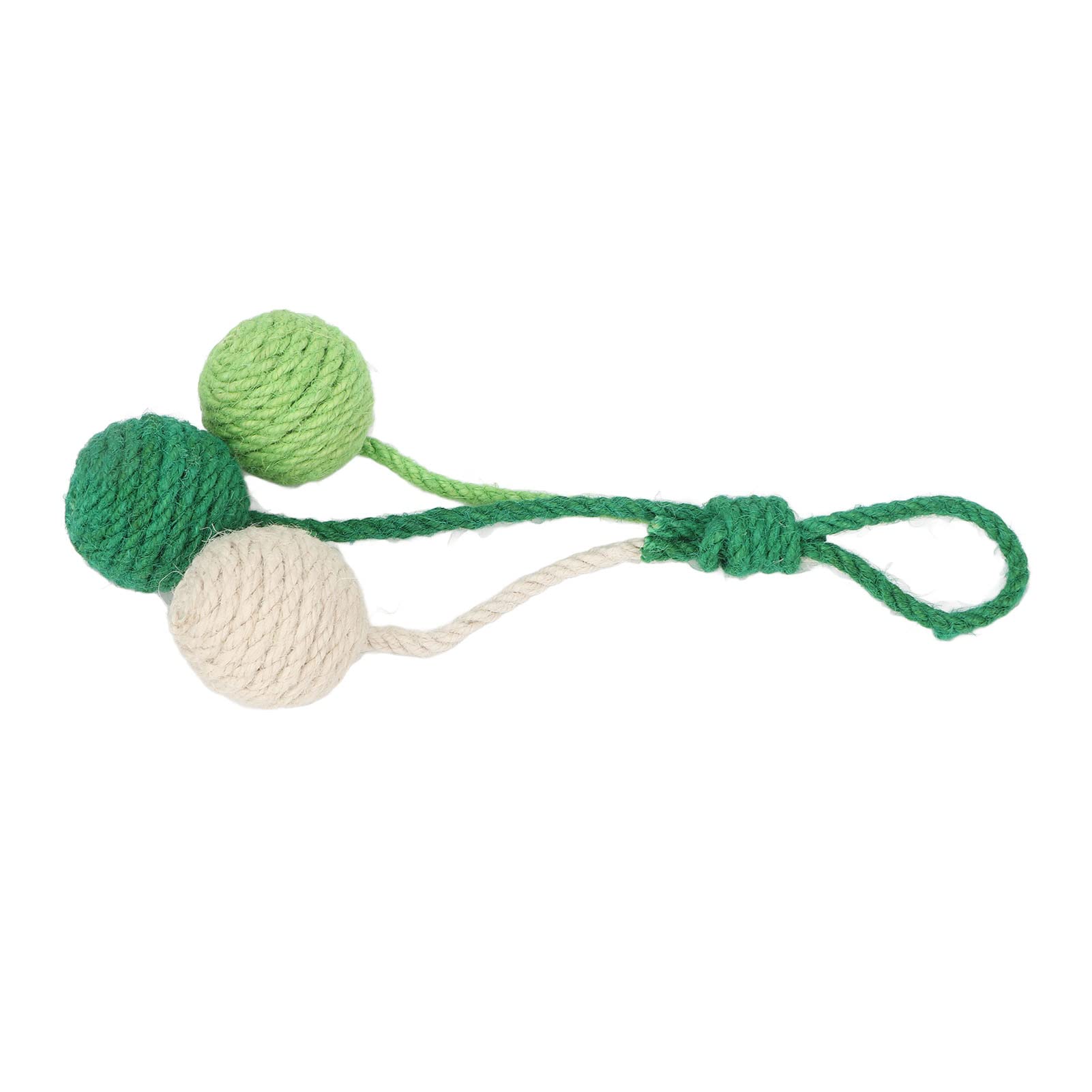 Cat Sisal Ball, Hanging Cat Sisal Ball Chewable Colorful Interactive Cat Sisal Rope Ball Toy for Pet Indoor (Green White)
