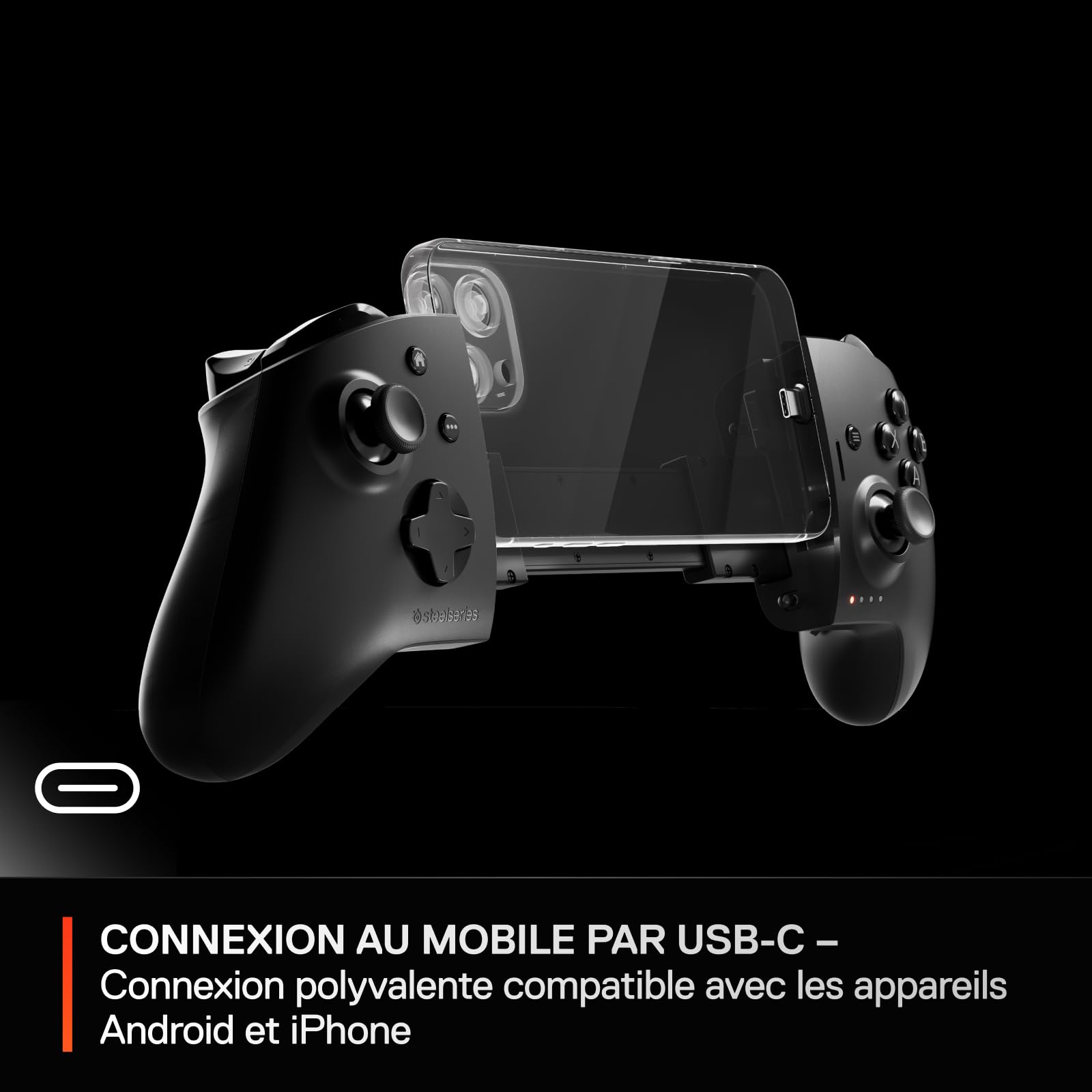 SteelSeries Manette de gaming Bluetooth sans fil Nimbus Cloud - Manette Cloud double mode - iPhone, iOS, iPad, Apple TV, Android, PC - Batterie 20h - Capteurs à effet Hall - Multi-ports USB-C