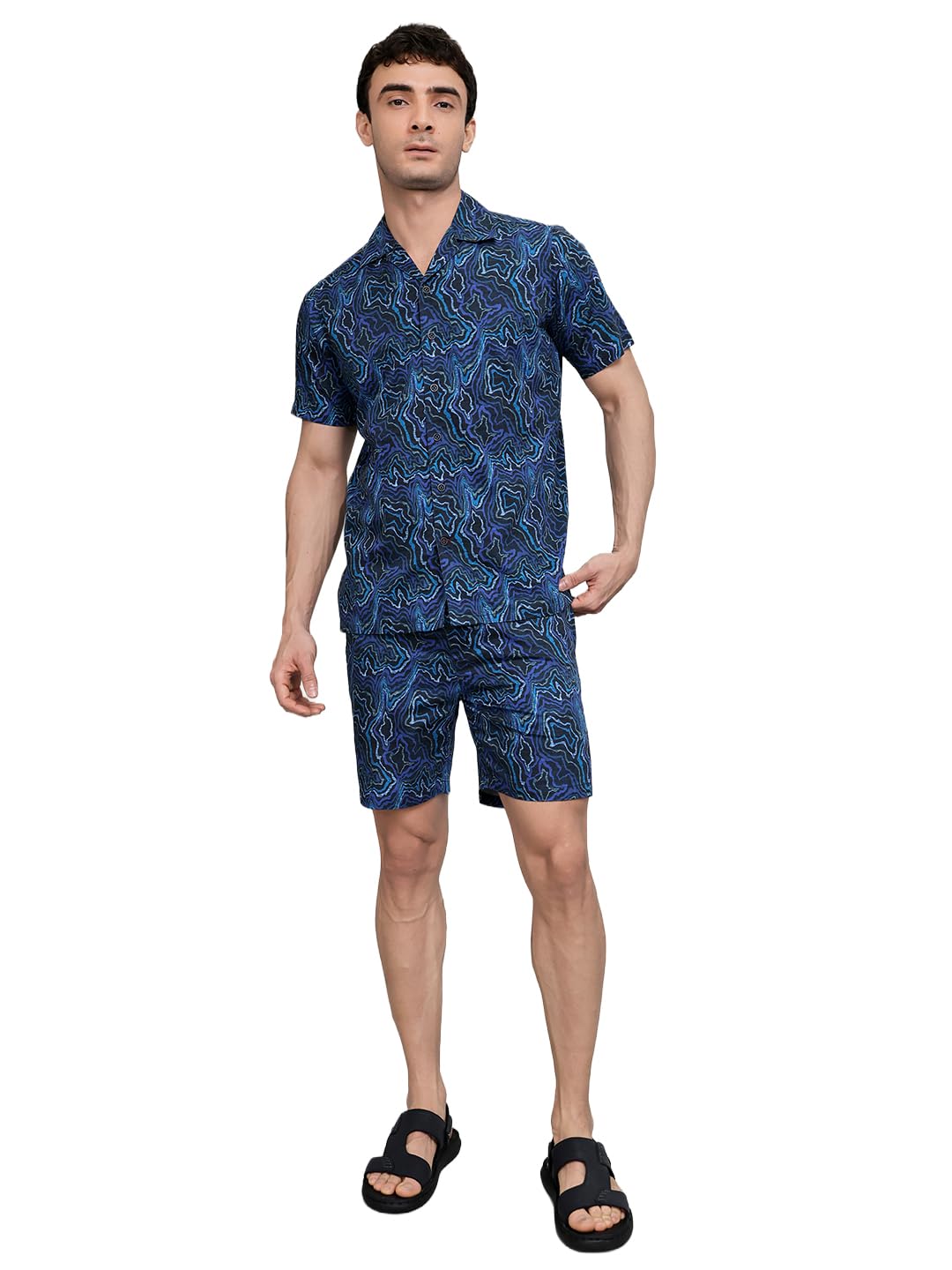 monte carlo Mens Regular Fit Half Sleeve Printed Collar Coordinate Set | (Pack Of 1)-picture-42