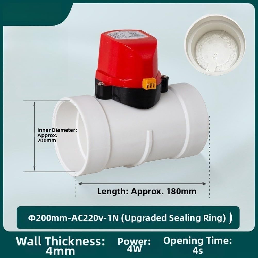 Valvola Riflusso Automatica AC220V per Griglia Ventilazione - Controllo Unidirezionale per Dotti 75 110 160 200mm in PVC (200mm)