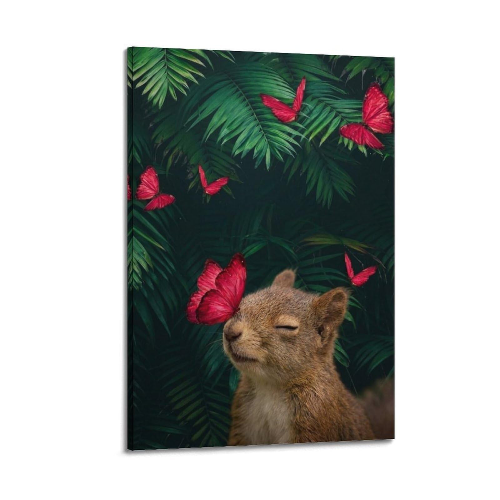 XKUGA Squirrel Animals Zen Forest Healing Poster Modern Decorative Canvas Prints - Ideal Wall Art for Family, Man Cave, Game Room, Boys & Girls Bedroom 20x30inch(50x75cm)