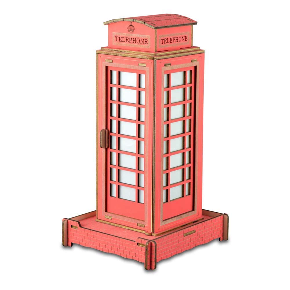 3D Wooden Puzzle Home Decoration Puzzle Model Kit Development Hands-On Ability Space Imagination Toys Phone Booth Ornaments Best Gift