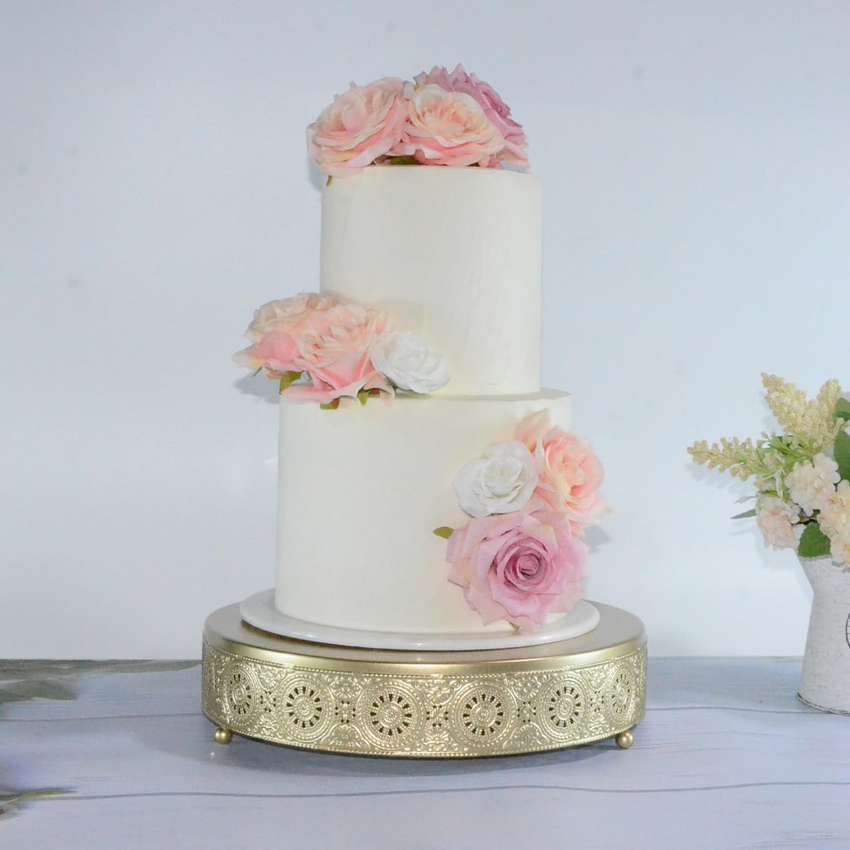 Cake Stand, Metal Round Cupcake Dessert Stand Cake Display Holder Cookies Fruit Serving Tray (Gold, 12 Inch)