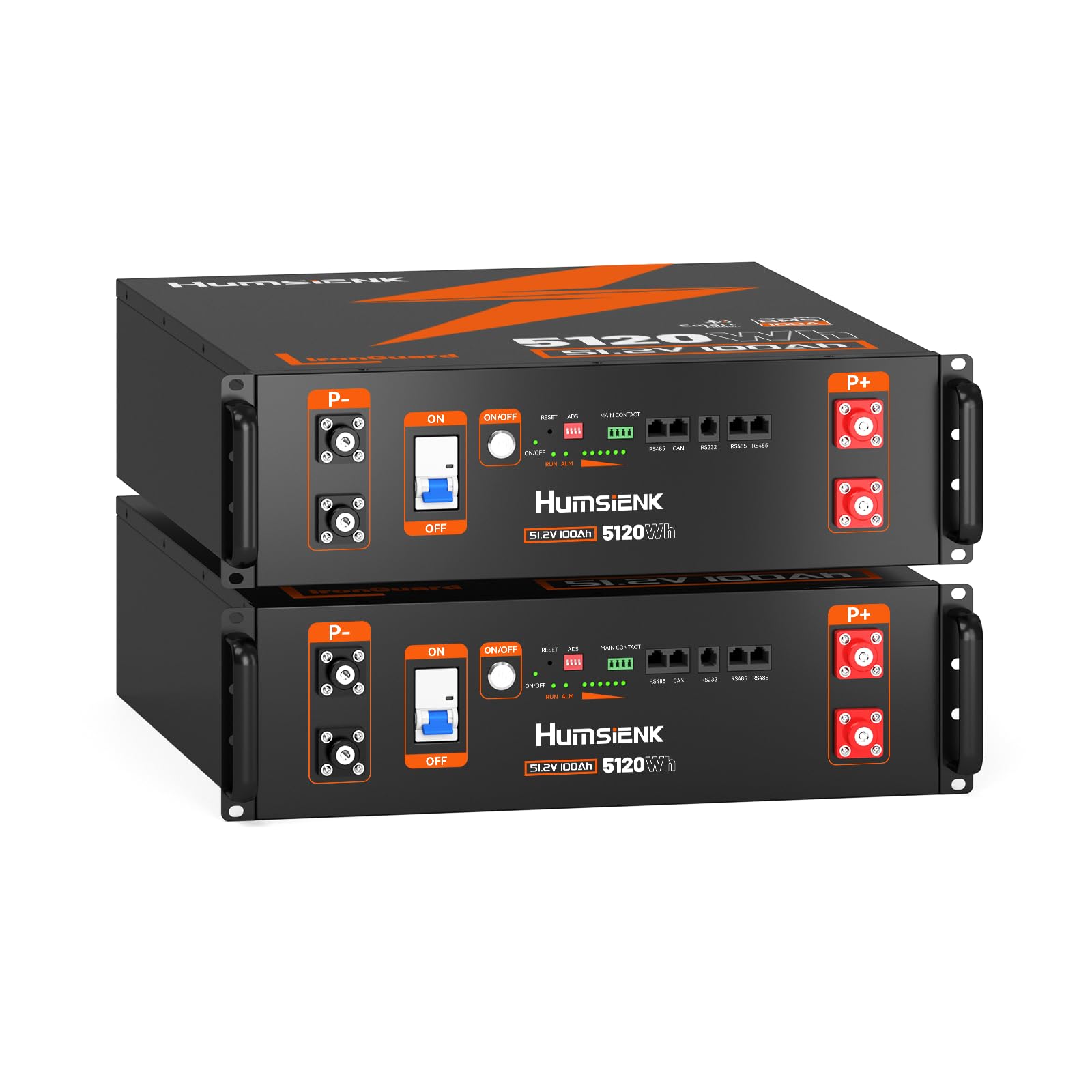 Batteria 48V 100Ah LiFePO4 per Impianto Fotovoltaico 5kW Completo, 2 Packs | HumsiENK Accumulo 10kW con BMS 100A e Bluetooth, Rack 3U 51.2V 5120Wh per Sistema Solare