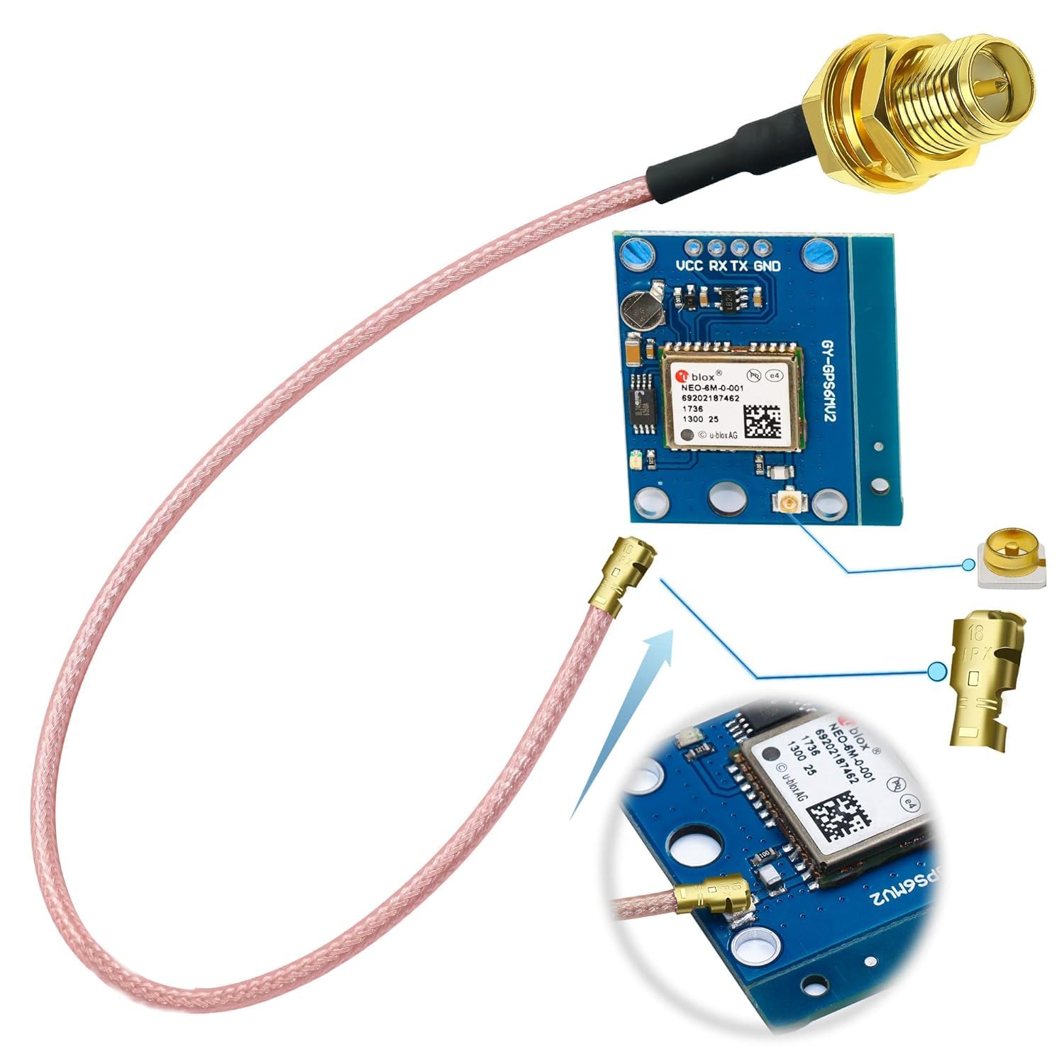 TUOLNK Câble coaxial RP-SMA vers IPX UFL U.FL MHF1 vers RPSMA Câble coaxial femelle en queue de cochon pour routeur Wifi Mini câble d'antenne d'extension PCI 12 pouces (30 cm) 5 pcs