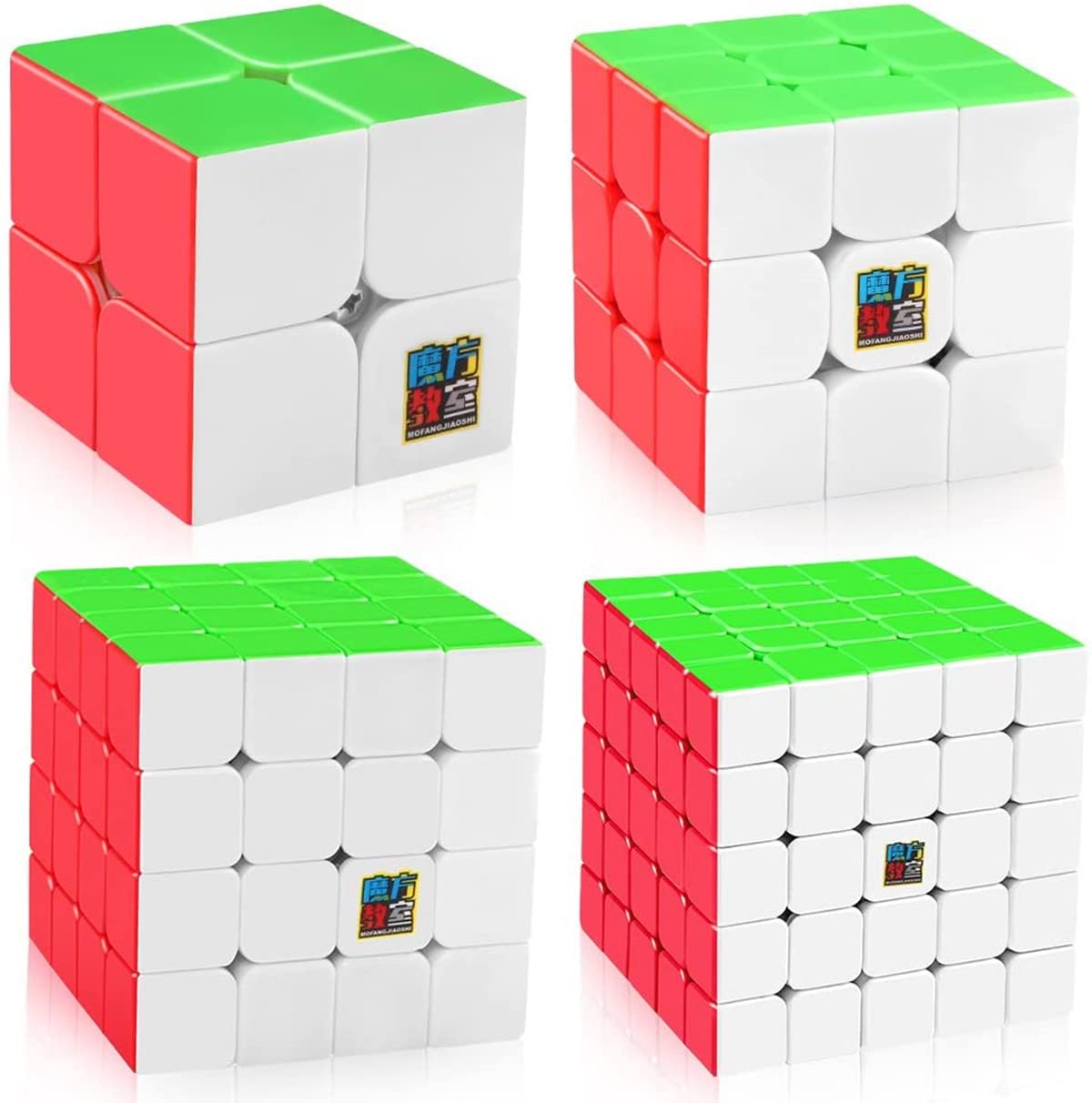 Mumoo Bear Speed Cube Set, Moyu Mofang Jiaoshi Mf2S 2X2 Mf3S 3X3 Mf4S 4X4 Mf5S 5X5 Stickerless Speed Cubes Bundle With Gift Box, puzzle