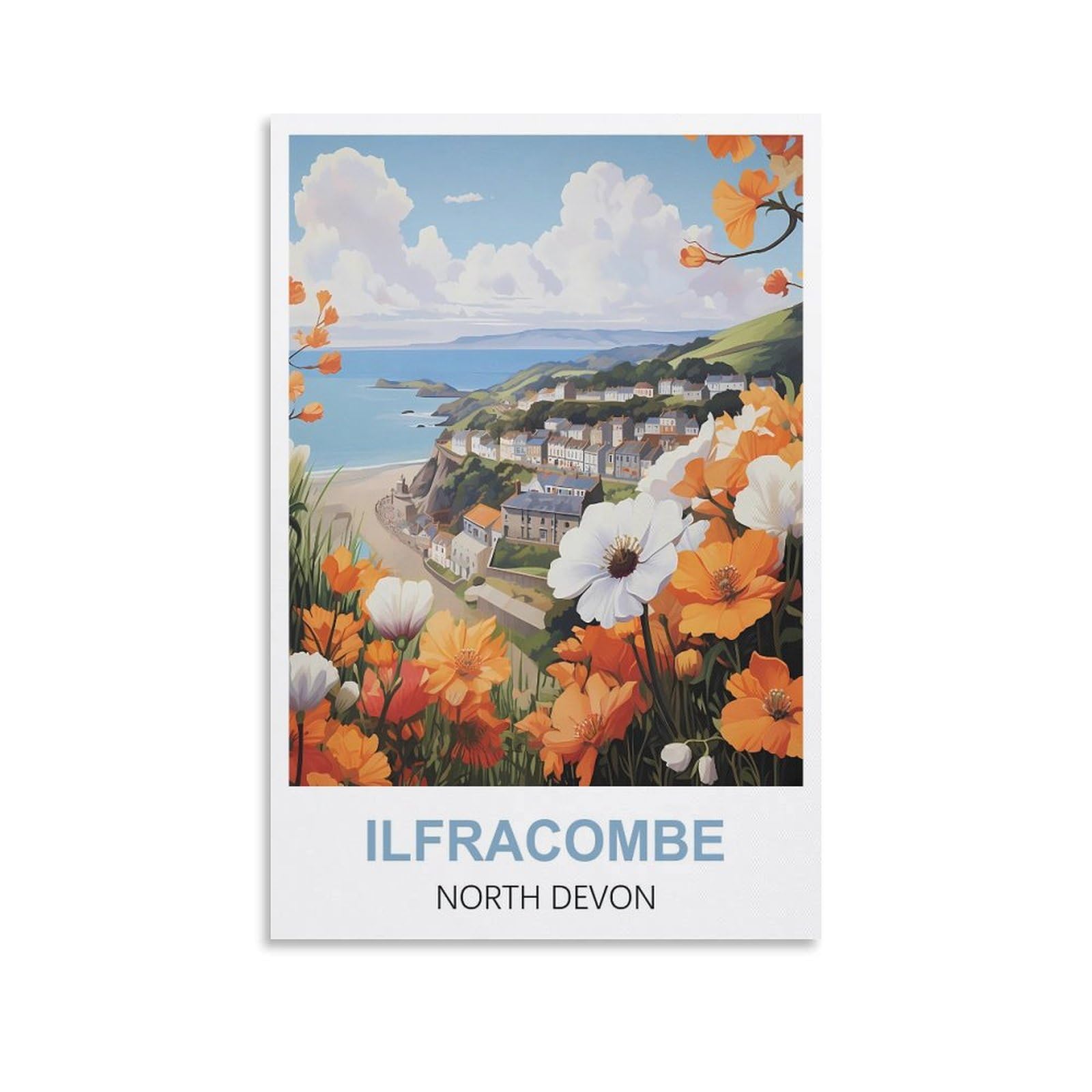 Ezmlfa A305 Easy Paint By Numbers For Adults Beginners Ilfracombe North Devon Without Frame With Brushes And Acrylic Pigment Paint By Numbers Canvas Arts Crafts 30X40cm