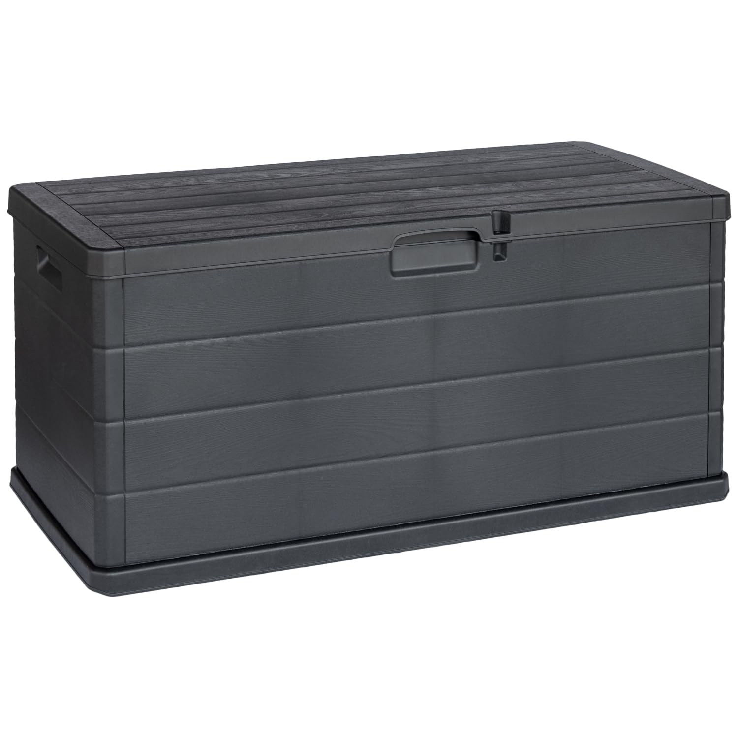 Idooka Grey Garden Storage Box With Lid 340L - Water Resistant Plastic Lockable - Furniture Cushions/Wellies/Logs/Coal/Garden Tool Deck Box/Garage Large