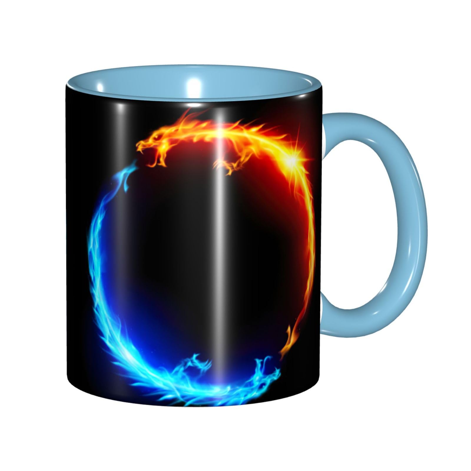 Tasse en poterie dragon de feu et de glace avec coffret cadeau céramique haut de gamme