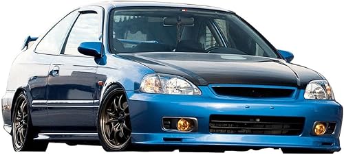 Miniatura 3 de IKON MOTORSPORTS Borde de parachoques delantero compatible con Honda Civic 1999-2000, pintado # NH592P, NH592P-2, NH592P-4 Flamenco Black Pearl PP