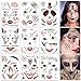 Tatouage Temporaire Halloween, 9 Tatouages Temporaires avec Faux Cicatrice Blessure, Tatouage Cicatrice D'Halloween, Temporary Tattoo pour Visage Imperméable, Maquillage de Carnaval